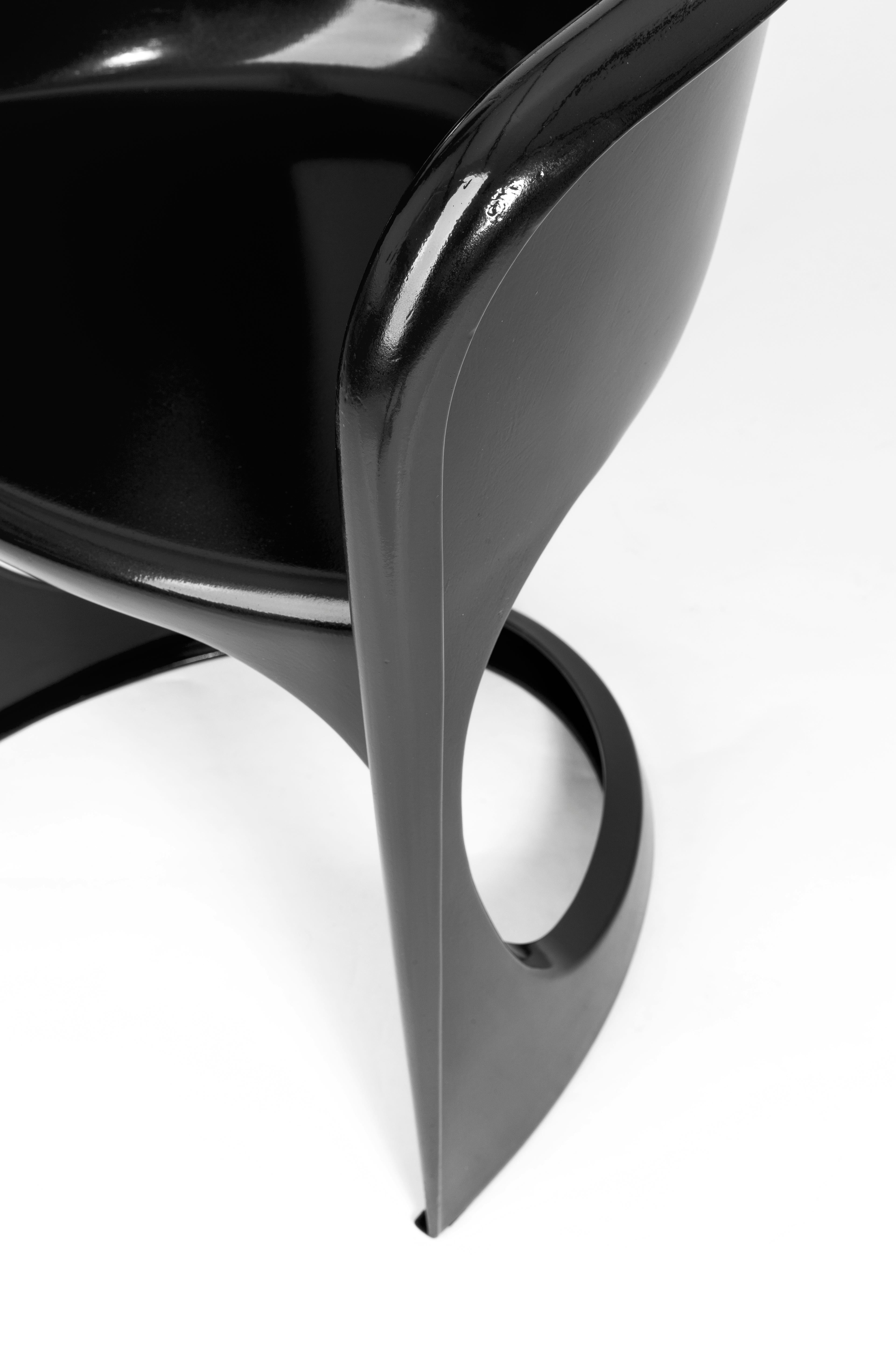 Set of Four Black Glossy Cado Chairs, Steen Østergaard, 1974 For Sale 6