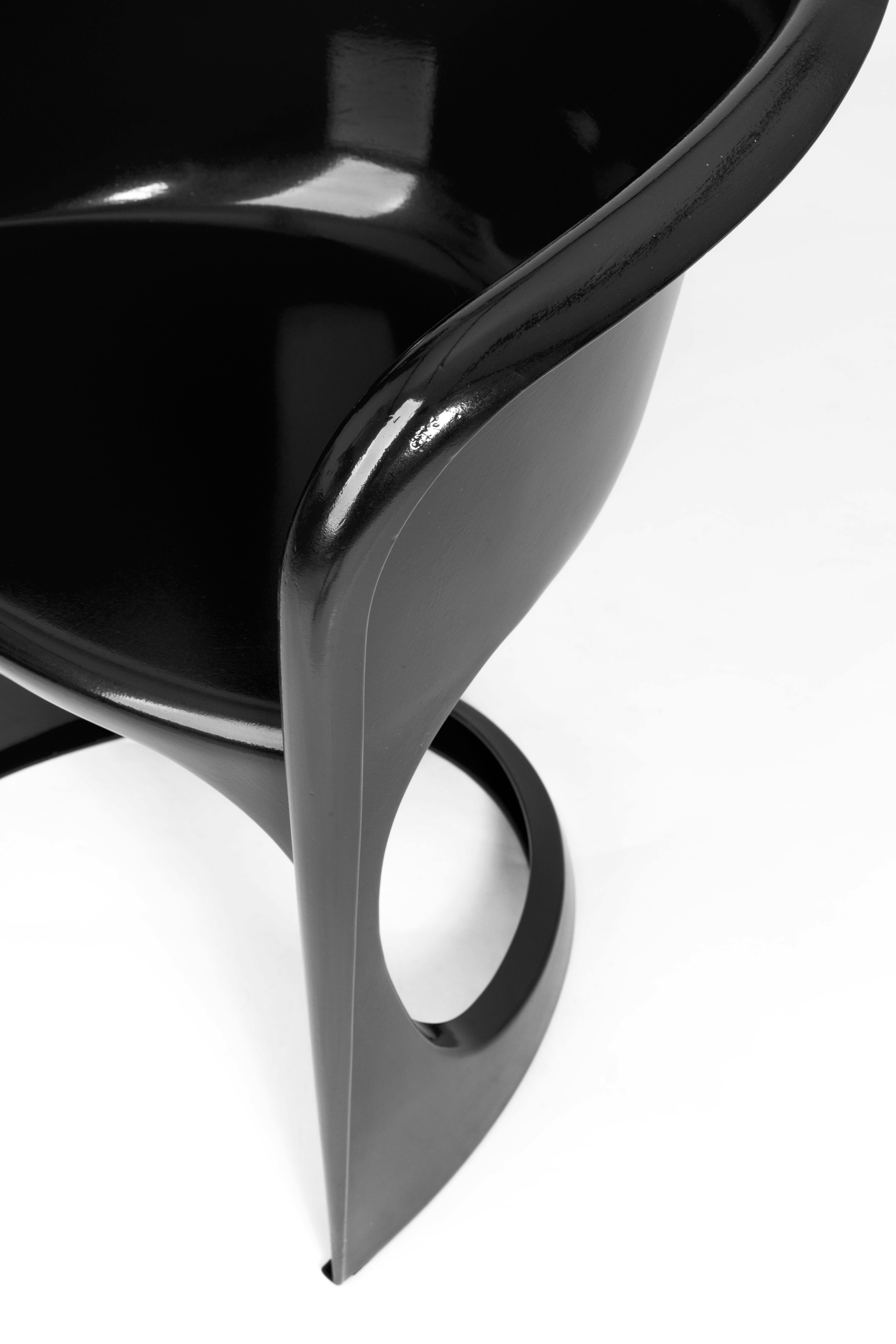 Set of Four Black Glossy Cado Chairs, Steen Østergaard, 1974 For Sale 7