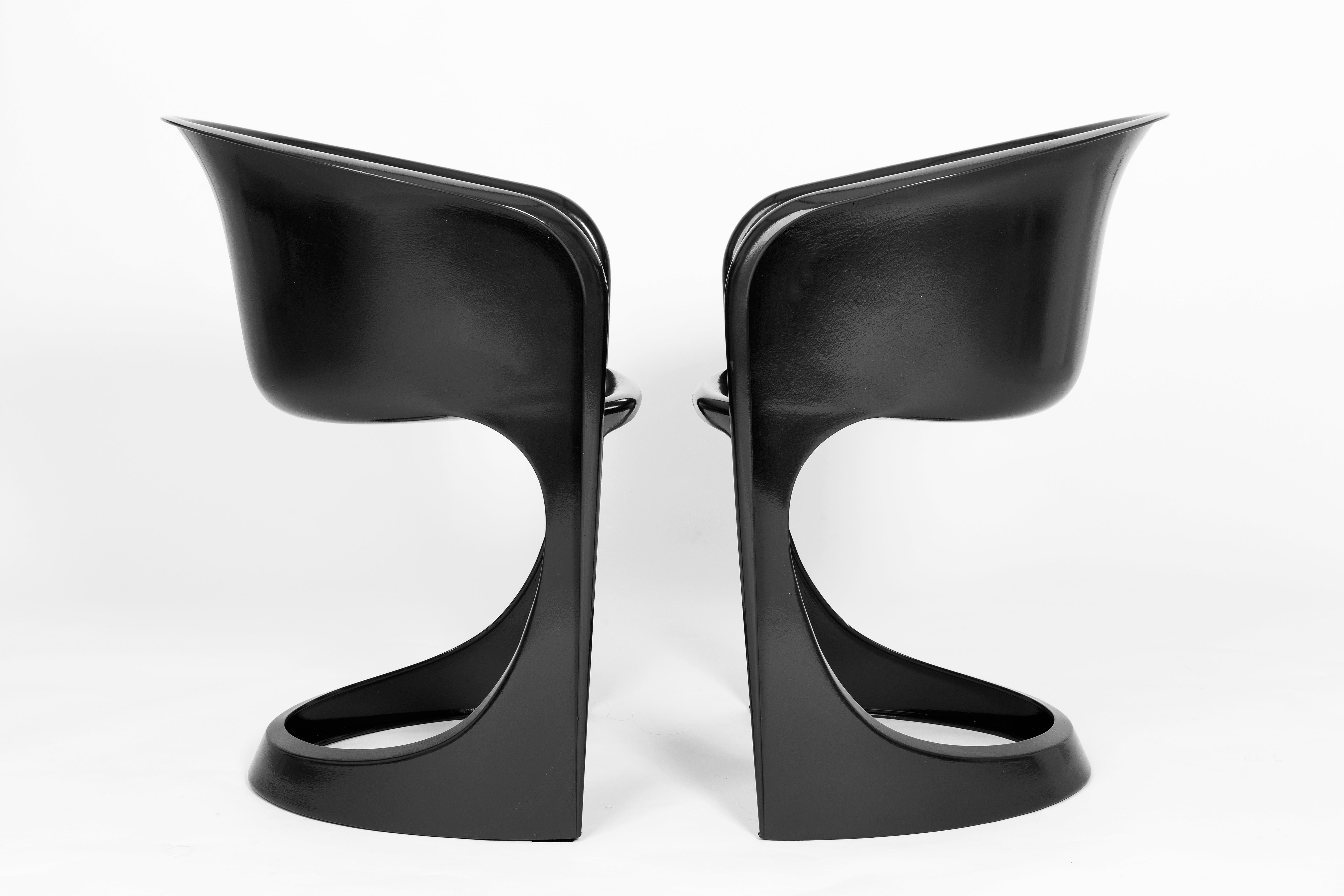 Mid-Century Modern Set of Four Black Glossy Cado Chairs, Steen Østergaard, 1974 For Sale