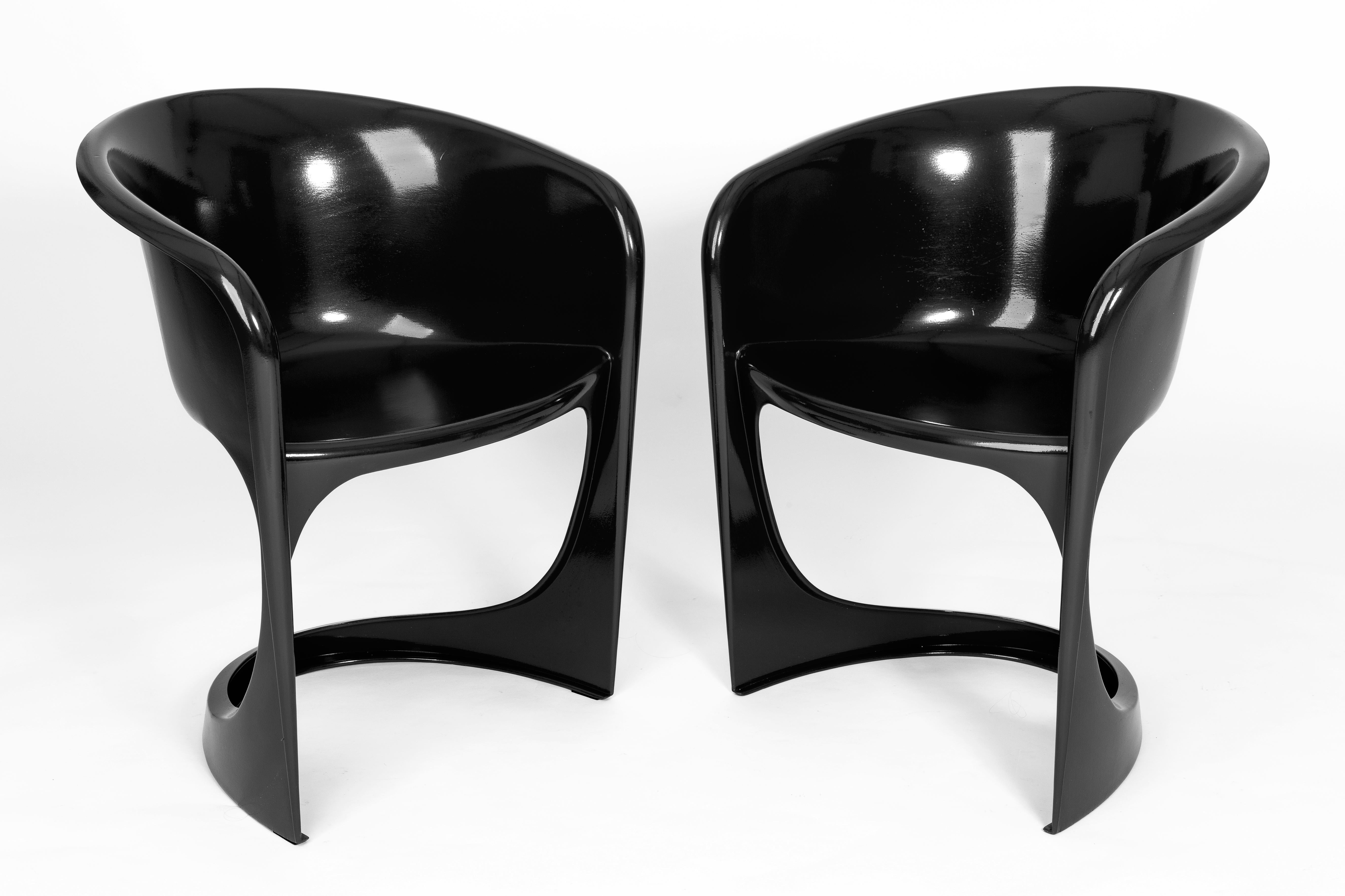Polish Set of Four Black Glossy Cado Chairs, Steen Østergaard, 1974 For Sale