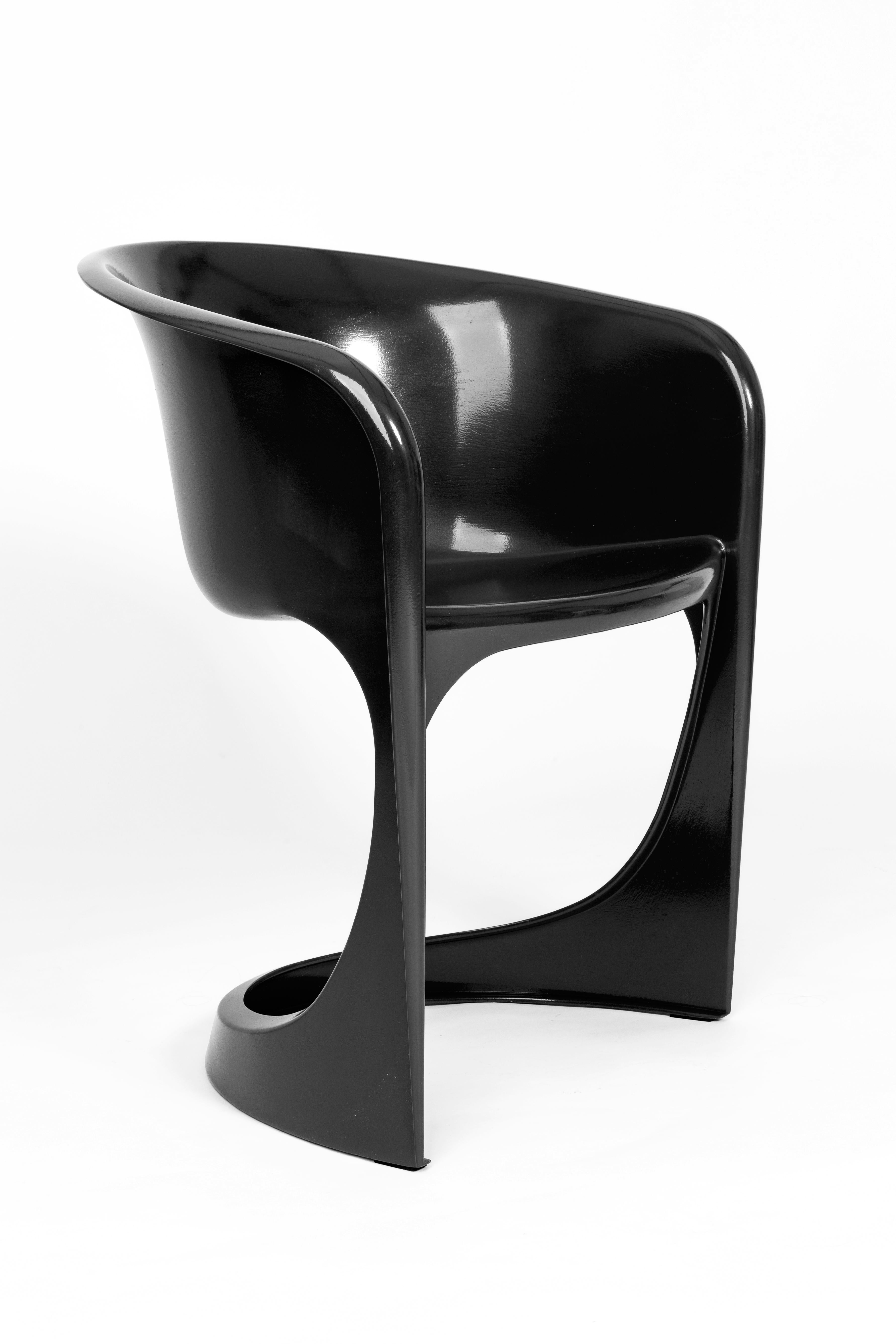 Hand-Painted Set of Four Black Glossy Cado Chairs, Steen Østergaard, 1974 For Sale