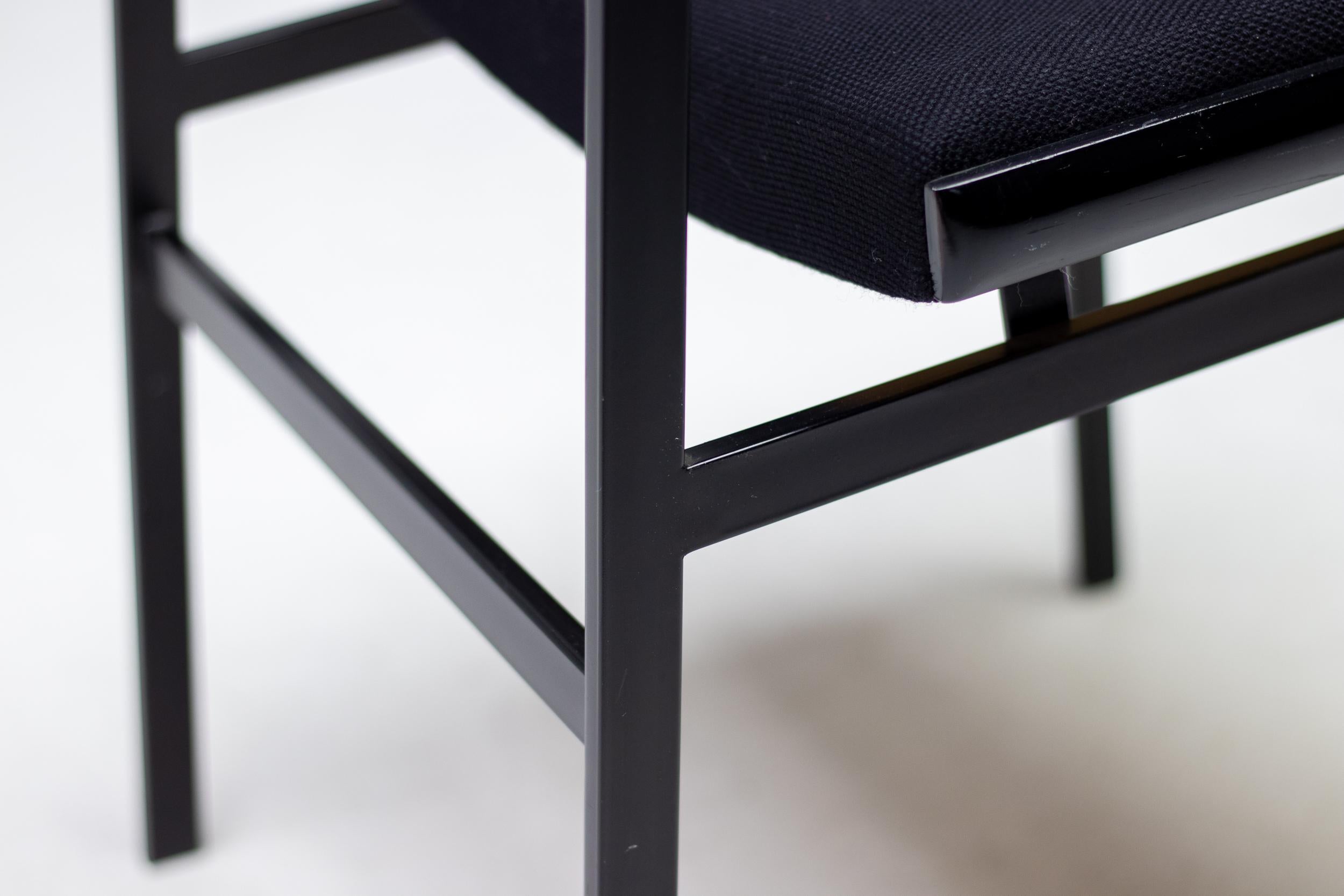 Dutch Set of Four Black Hulmefa Dining Chairs For Sale