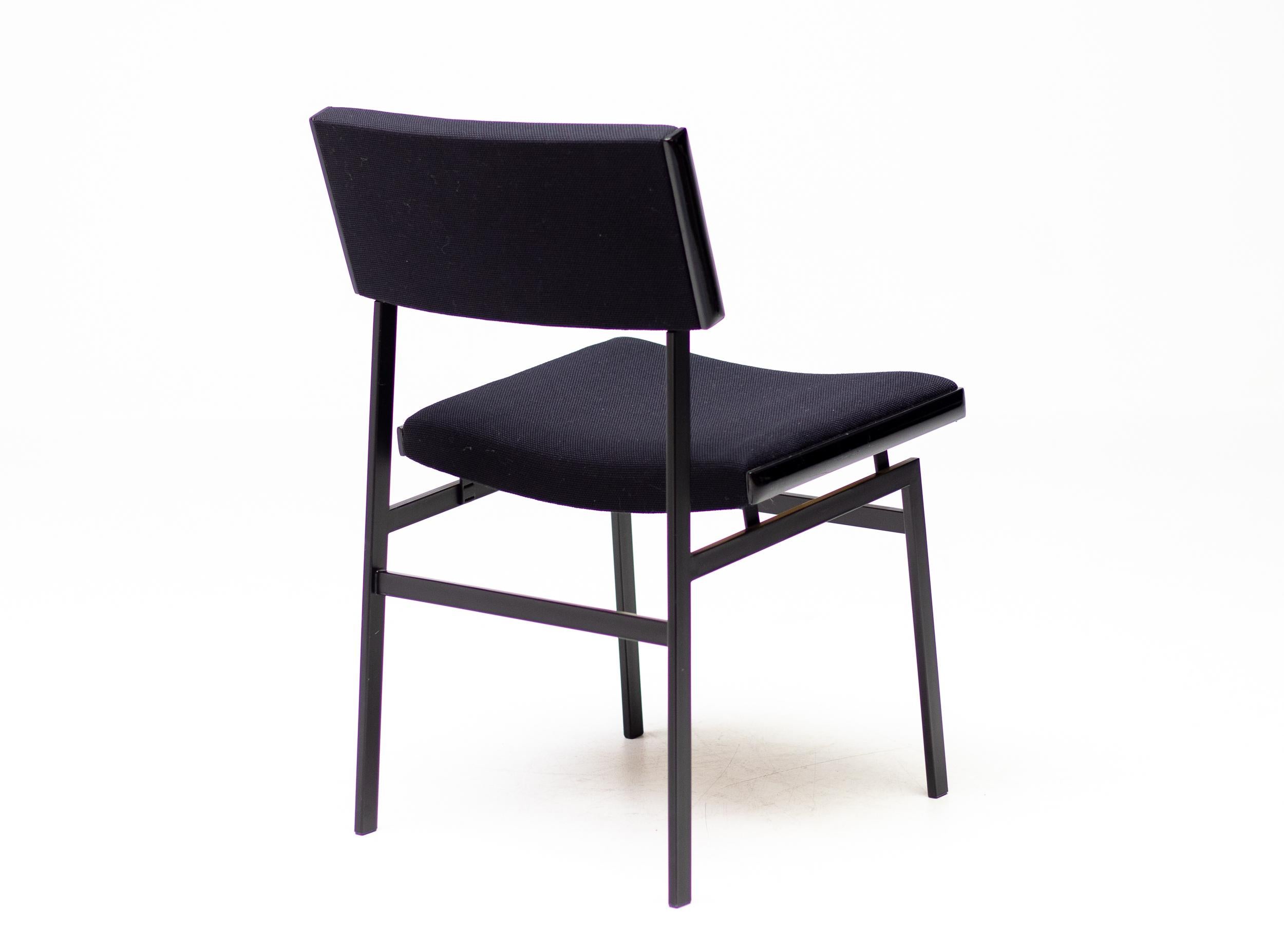 Enameled Set of Four Black Hulmefa Dining Chairs For Sale