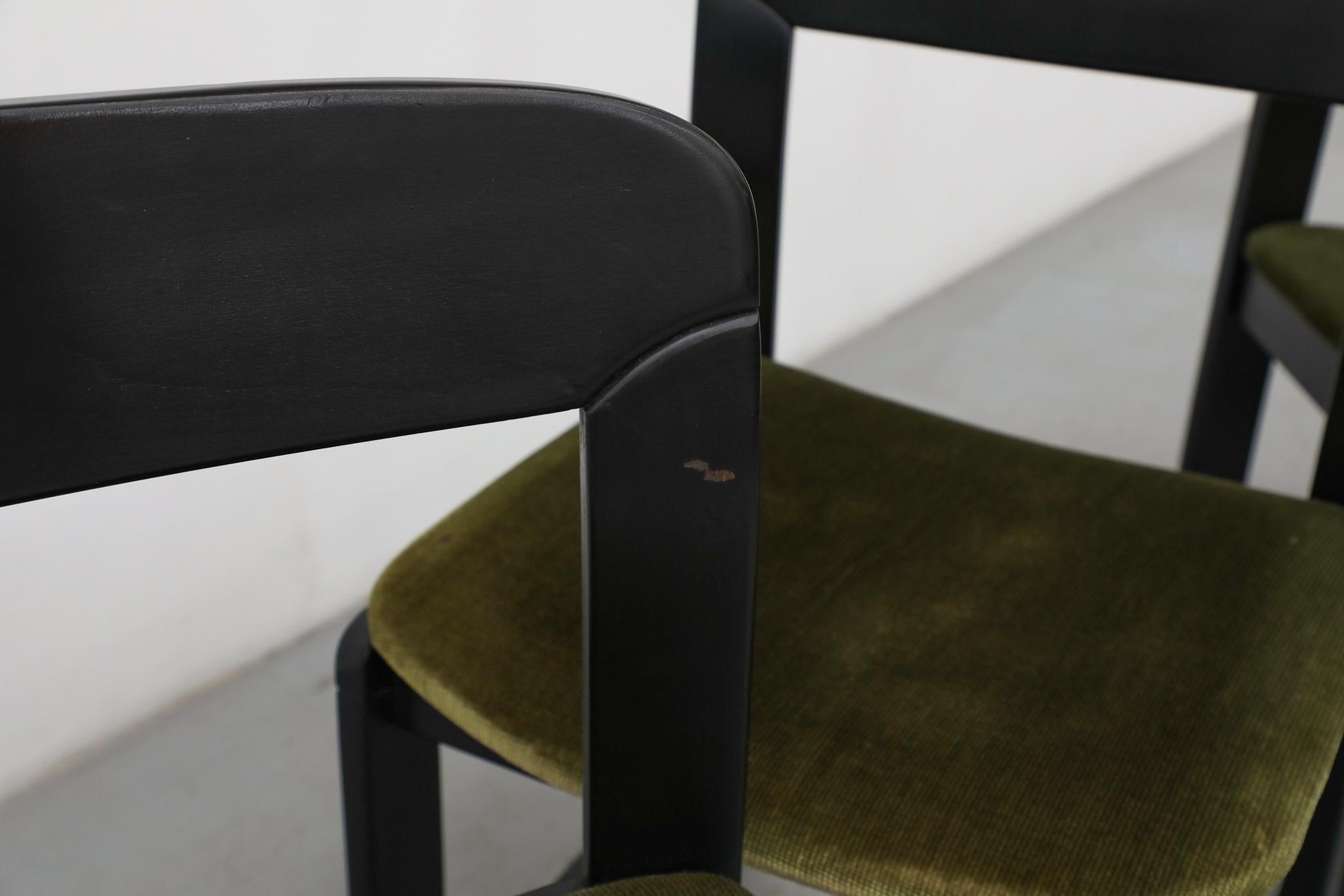 Set of Four Black Lacquer & Green Rizzo Style Dining Chairs im Angebot 9
