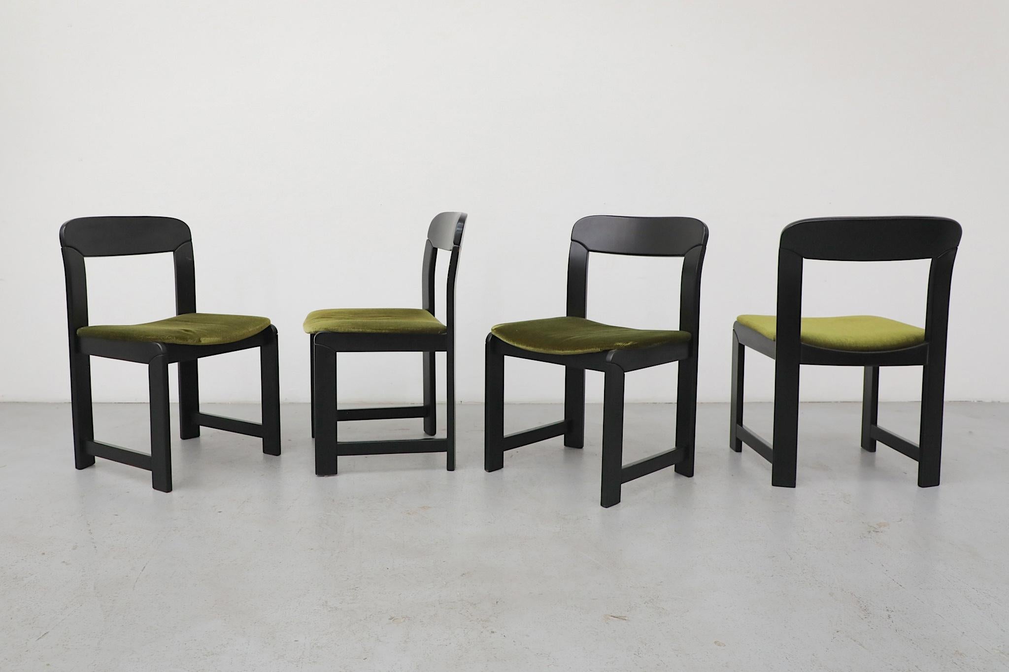 Set of Four Black Lacquer & Green Rizzo Style Dining Chairs im Angebot 10