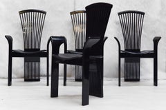 Set of Four Black Lacquered Dining Chairs by Pietro Costantini, Italy, 1980s