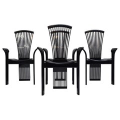 Set of Four Black Lacquered Dining Chairs by Pietro Costantini, Italy, 1980s