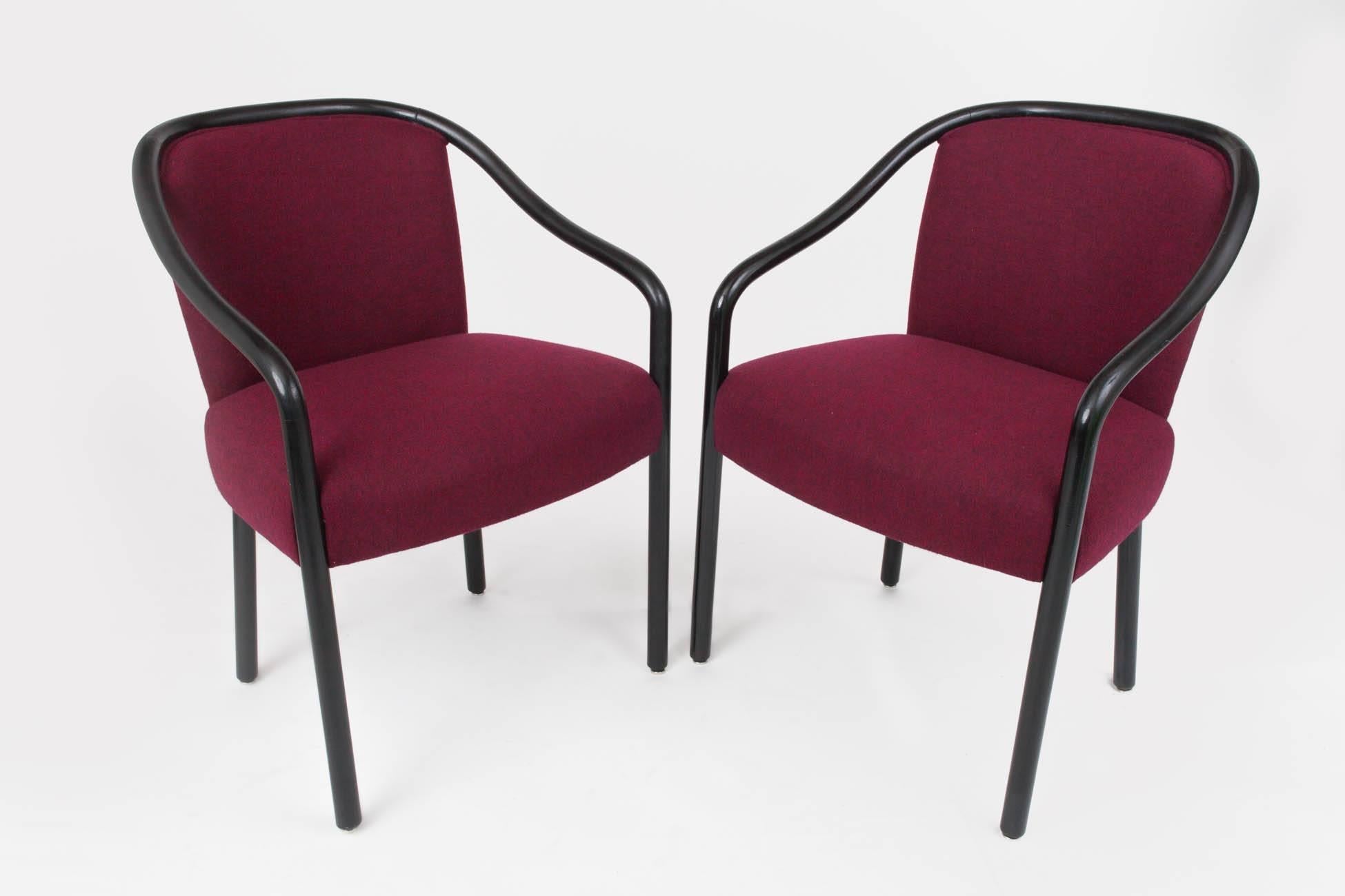 Mid-Century Modern Set of Four Black Lacquered Bentwood Chairs by Ward Bennett, American 1960's For Sale