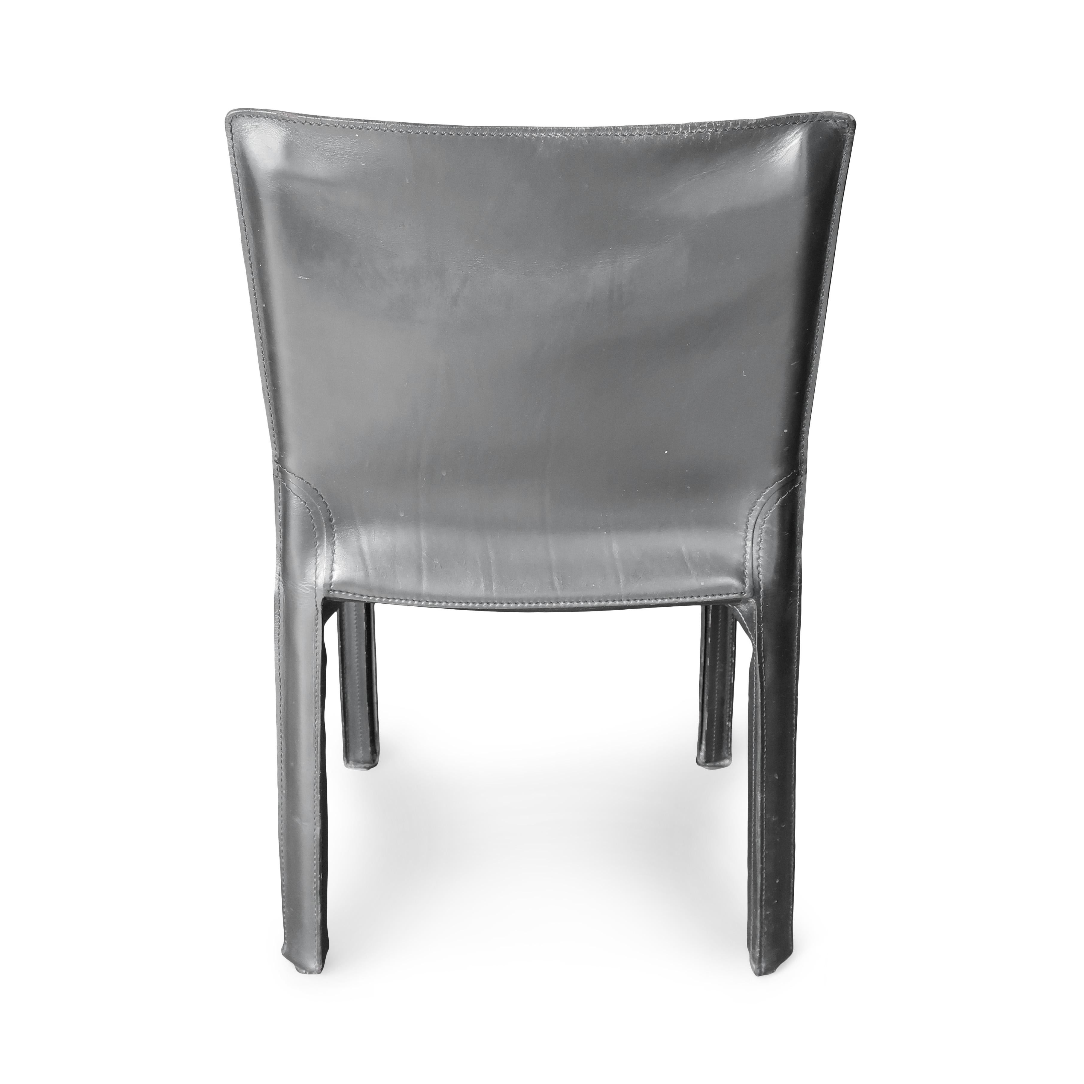 Set of Four Black Leather CAB 412 Chairs by Mario Bellini for Cassina 1