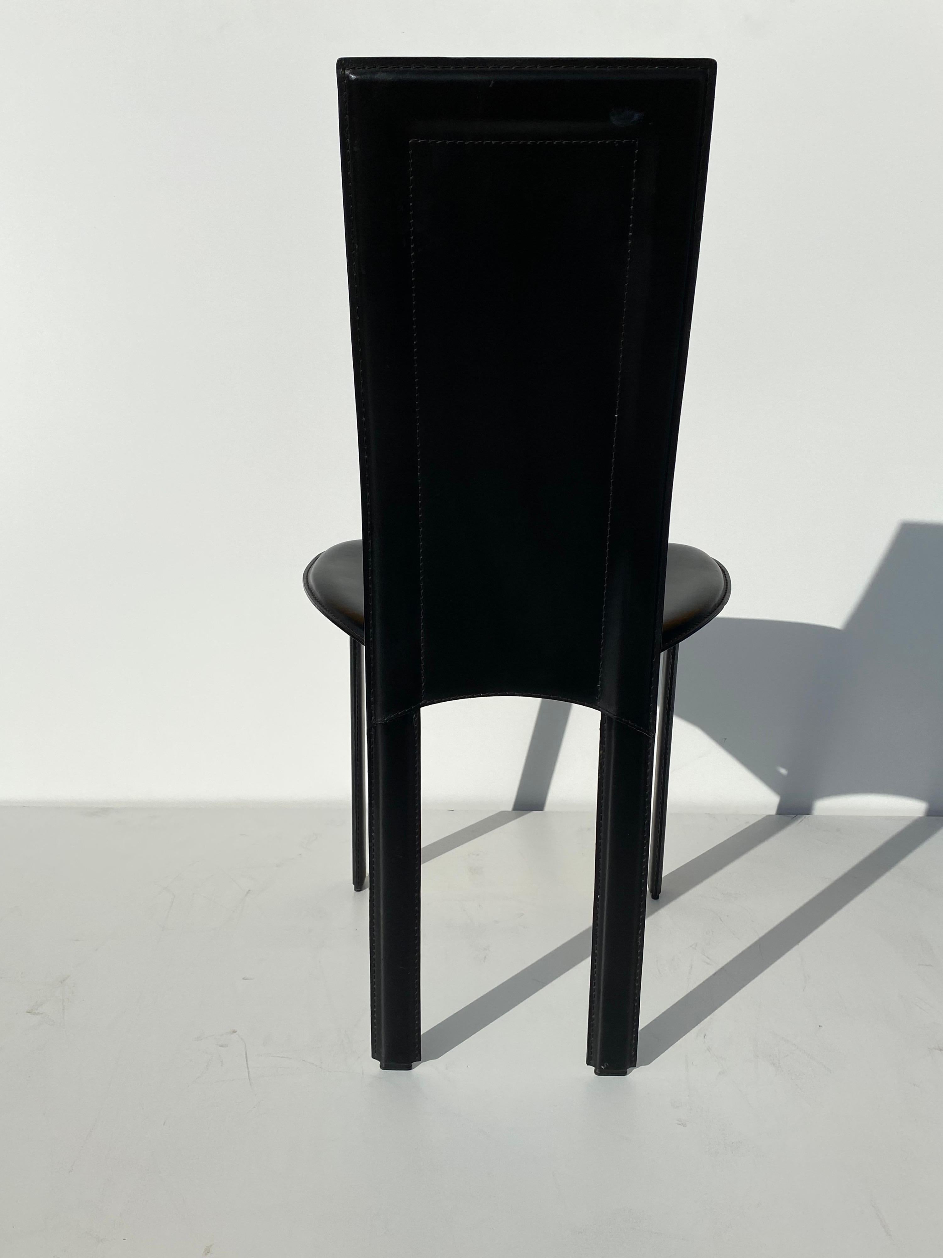 Set of Four Black Leather Chairs by Cattelan Italia For Sale 5