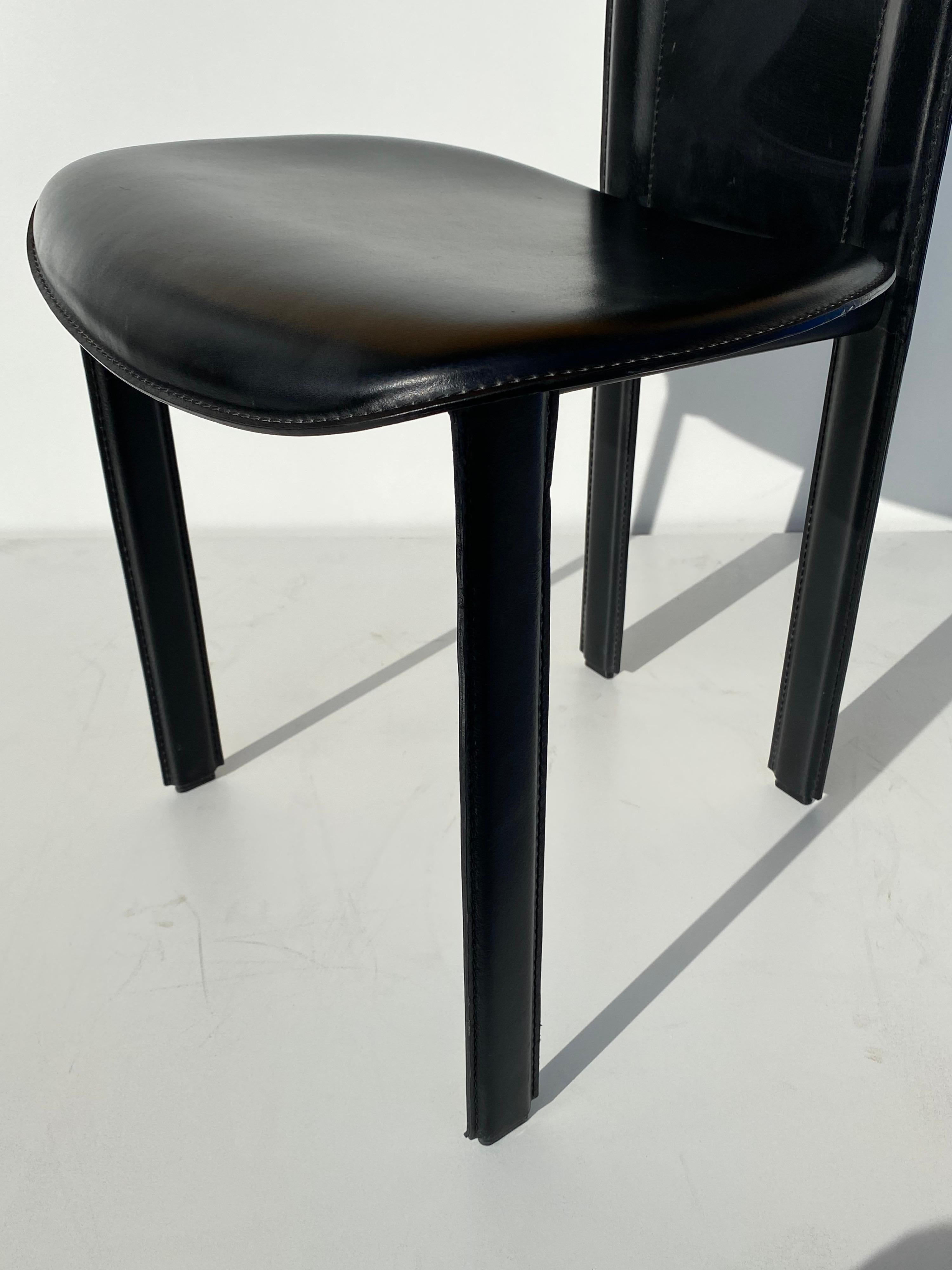 Set of Four Black Leather Chairs by Cattelan Italia For Sale 7