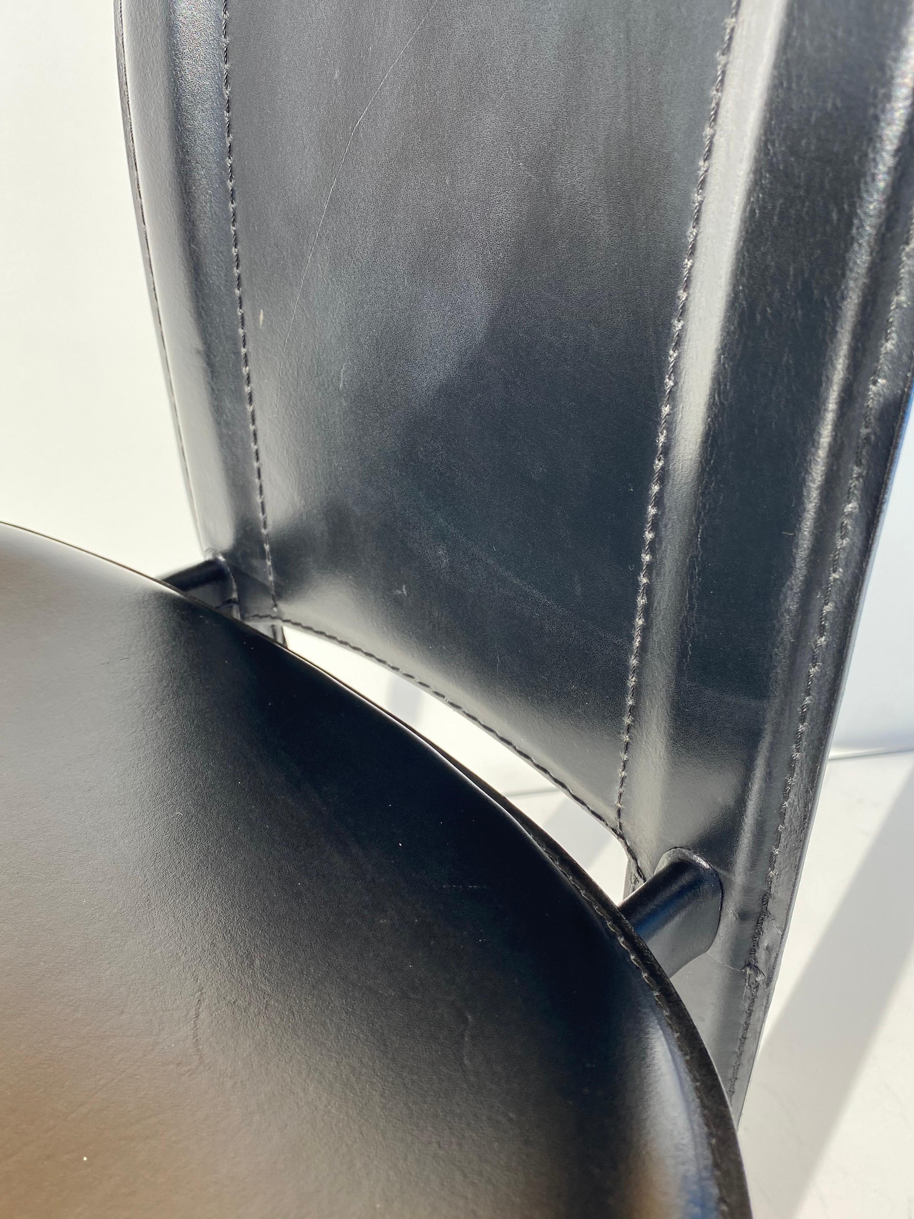 Set of Four Black Leather Chairs by Cattelan Italia For Sale 9