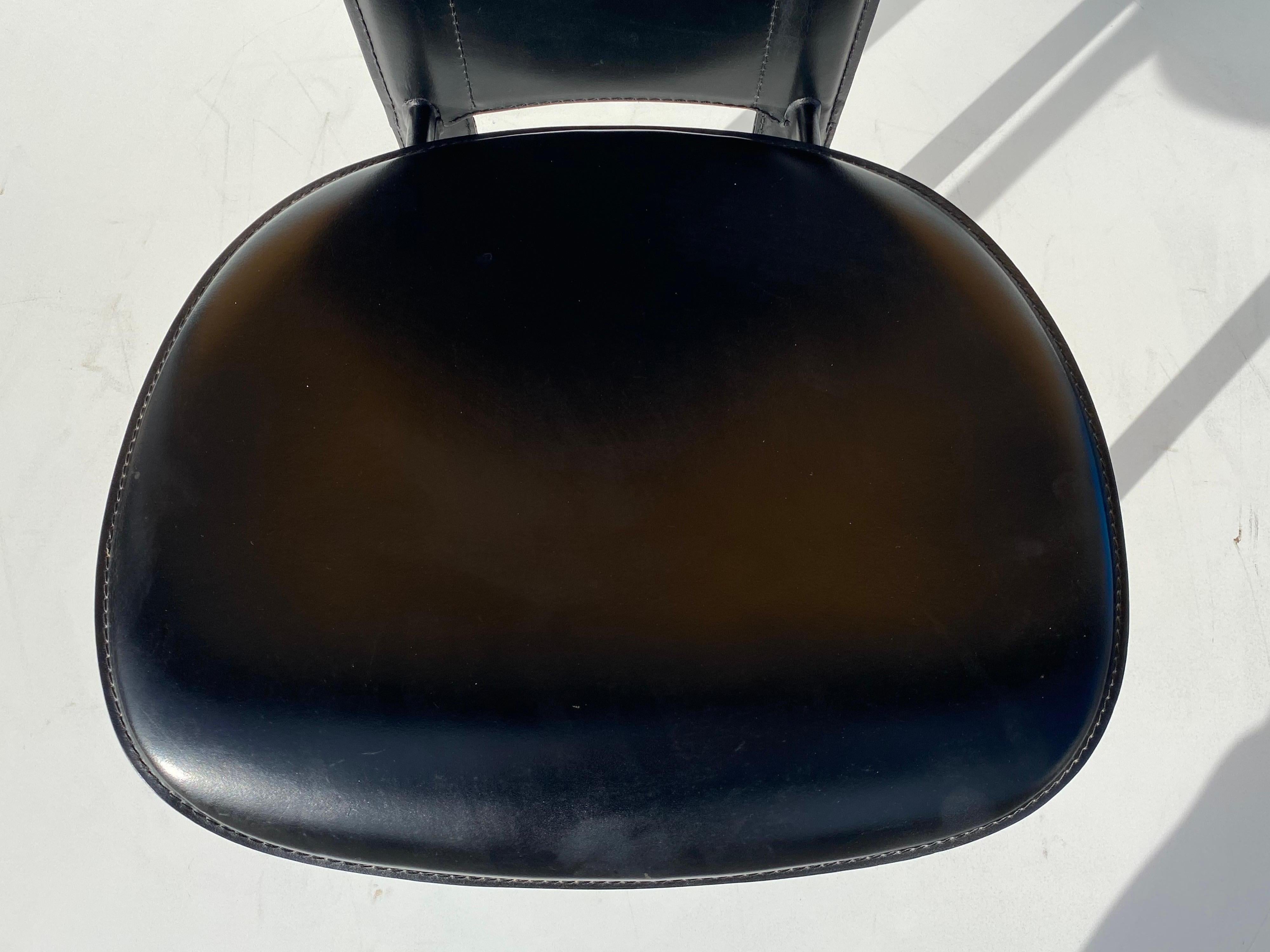 Set of Four Black Leather Chairs by Cattelan Italia For Sale 13
