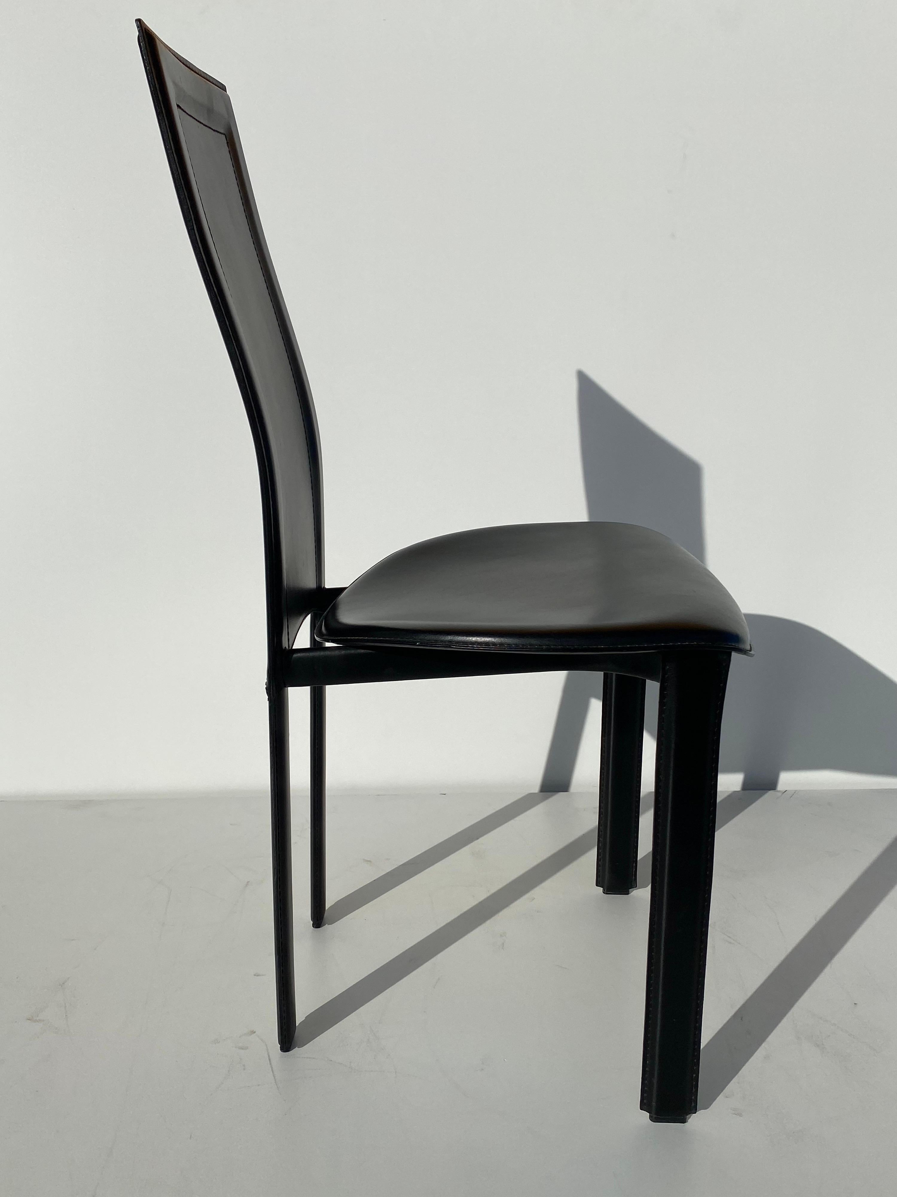 Set of Four Black Leather Chairs by Cattelan Italia For Sale 3