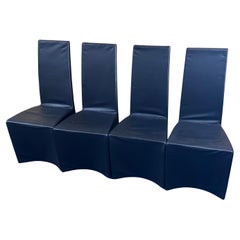 Set of Four Black Leather "Sorbona" Dining Chairs by Tonin Casa