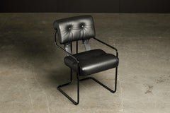 Set of Four Black Leather Tucroma Chairs by Guido Faleschini for Mariani, New