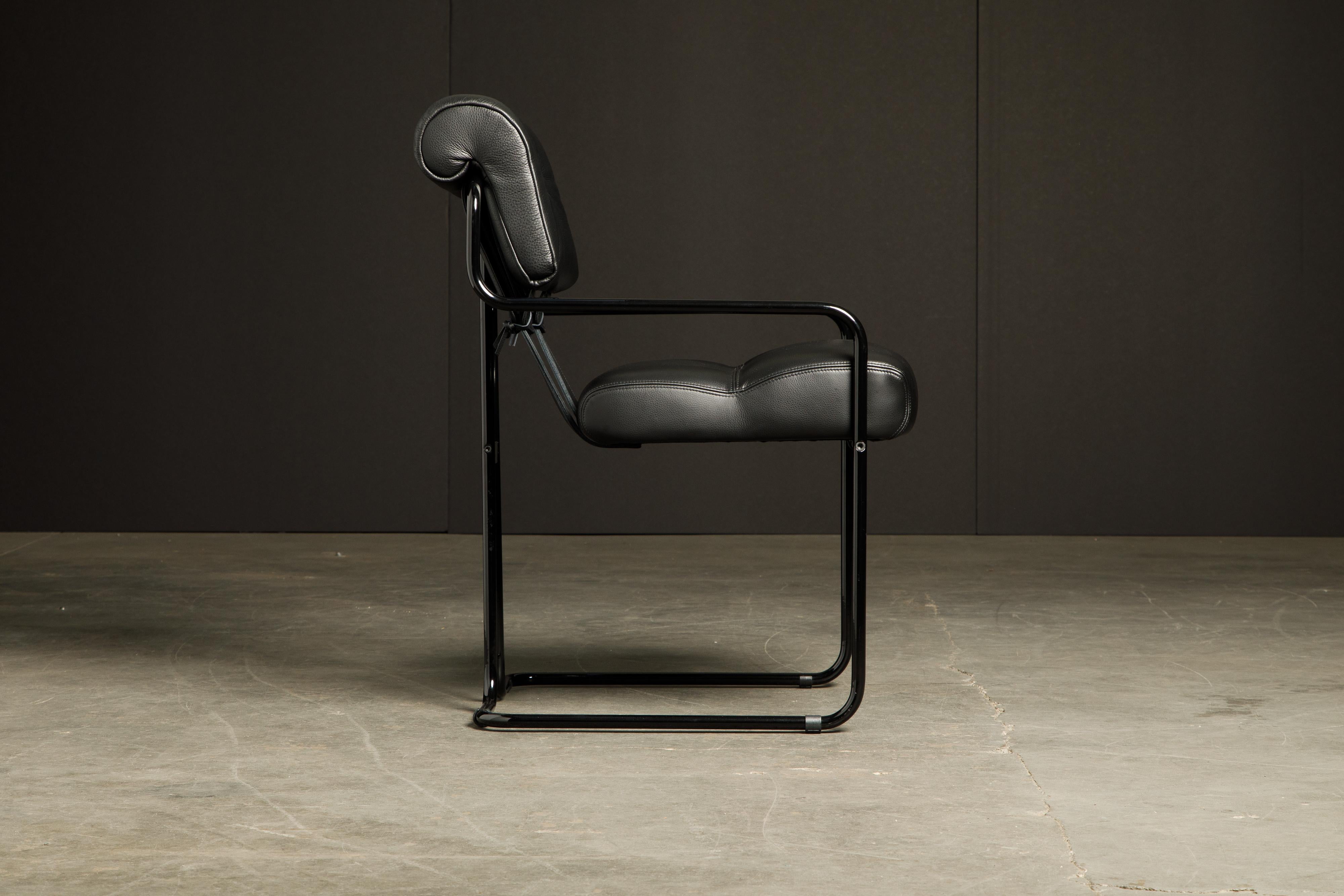 Ensemble de quatre chaises Tucroma en cuir noir par Guido Faleschini pour Mariani, New Neuf à Los Angeles, CA