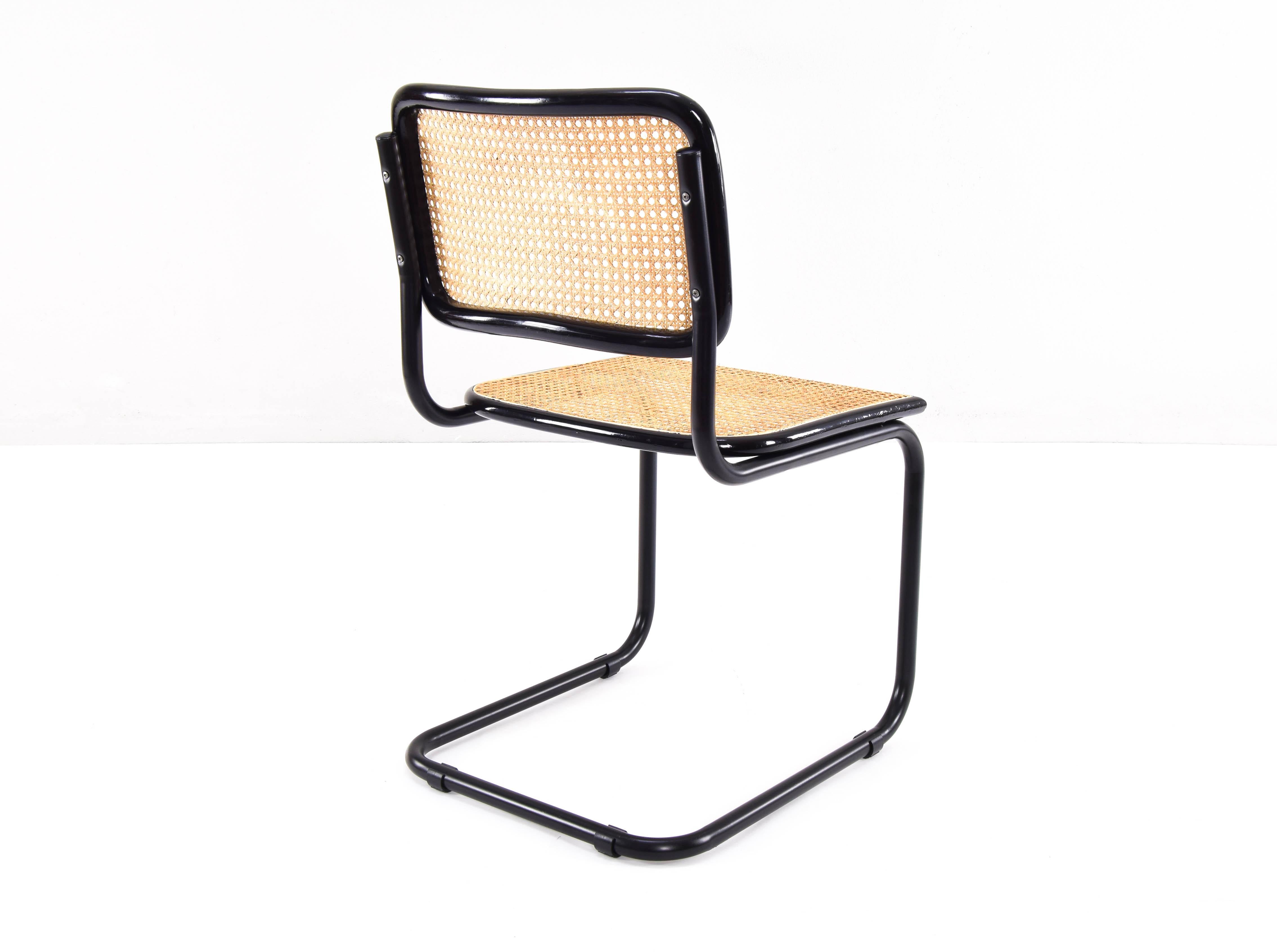 Set of Four Black Mid-Century Modern Marcel Breuer B32 Cesca Chairs, Italy 1970s 3