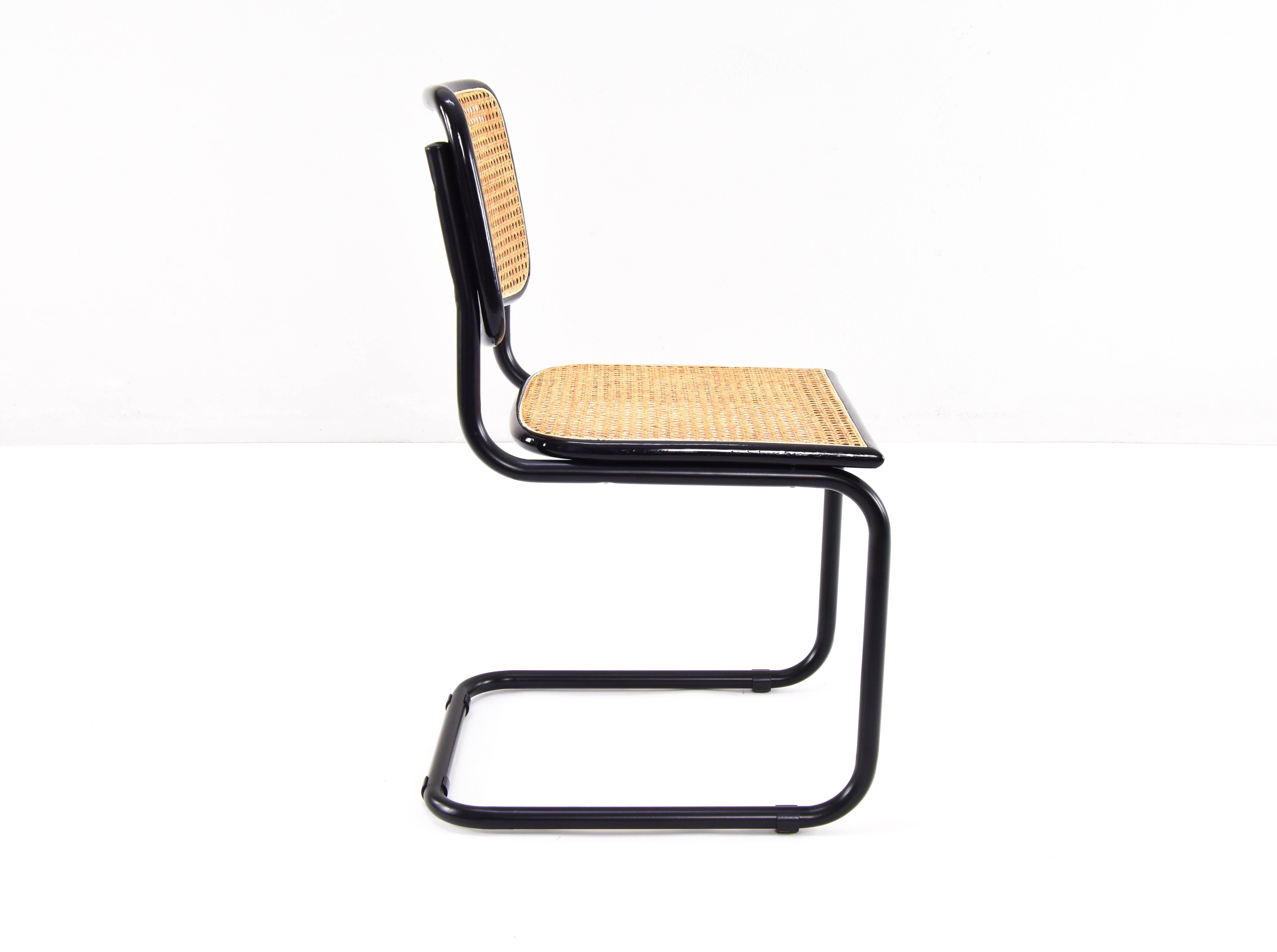 Set of Four Black Mid-Century Modern Marcel Breuer B32 Cesca Chairs, Italy 1970s 4