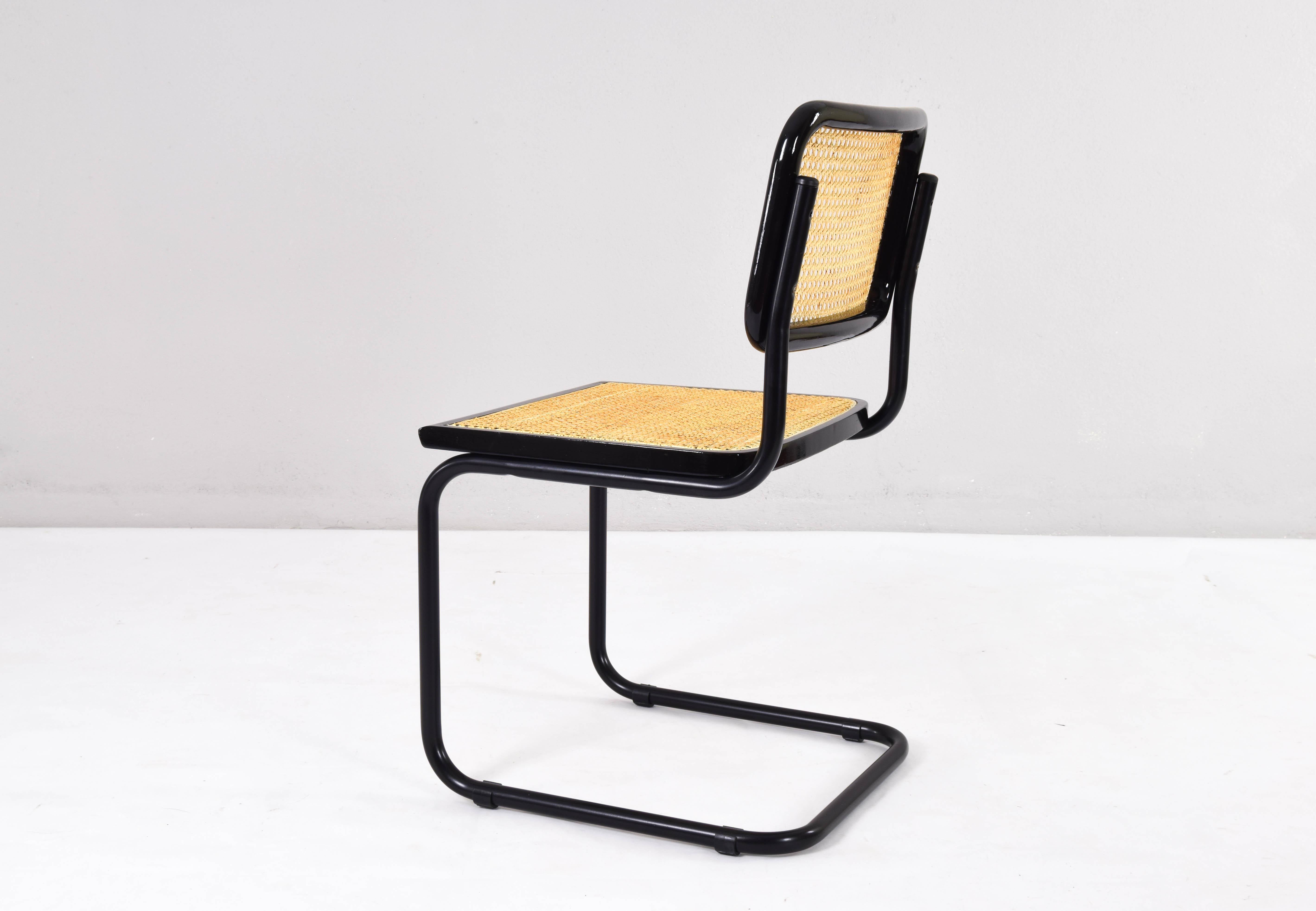 Set of Four Black Mid-Century Modern Marcel Breuer B32 Cesca Chairs, Italy 1970s 1