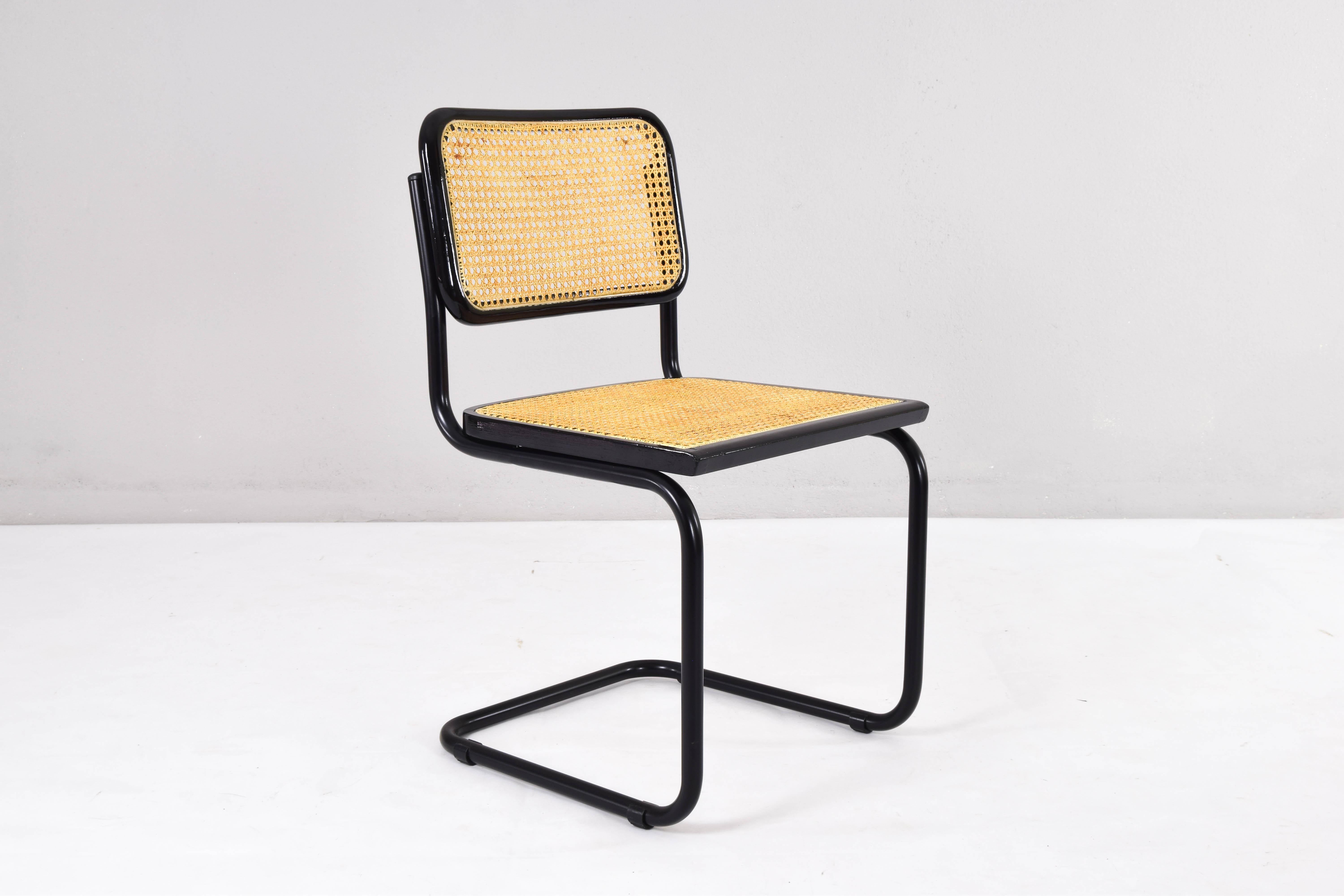 Set of Four Black Mid-Century Modern Marcel Breuer B32 Cesca Chairs, Italy 1970s 2