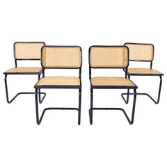 Set of Four Black Mid-Century Modern Marcel Breuer B32 Cesca Chairs, Italy 1970s