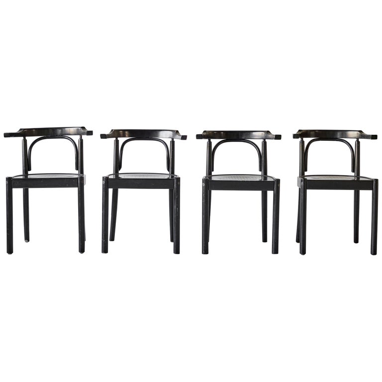 Set of Four Black Painted Chairs at 1stDibs