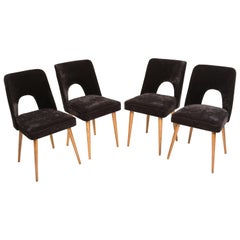 Vintage Set of Four Black "Shell" Chairs, Poland, 1960s