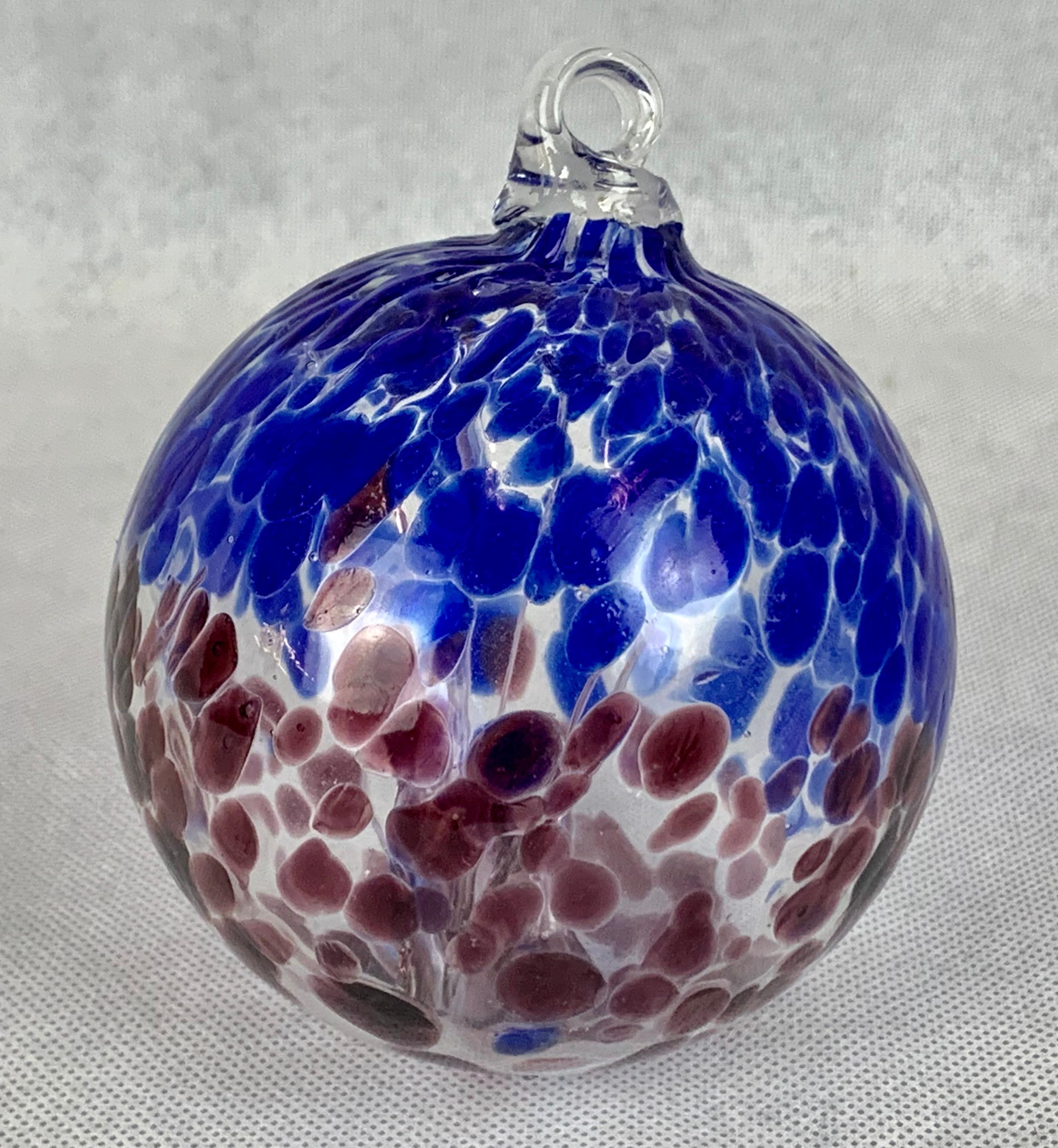 Modern Hand Blown Cobalt Glass Balls-Set of Four 