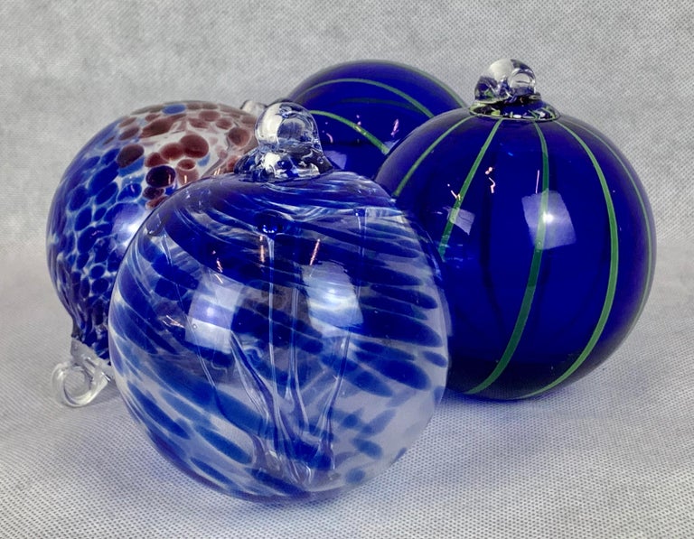 Hand Blown Cobalt Glass BallsSet of Four at 1stDibs