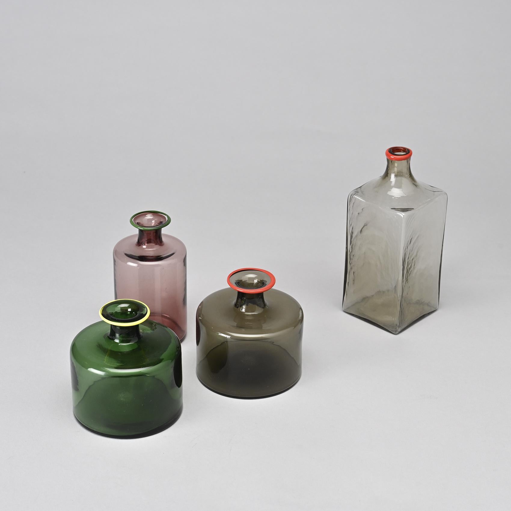 Set of Four Blown Glass bottles, Venini Italia circa 1960  6