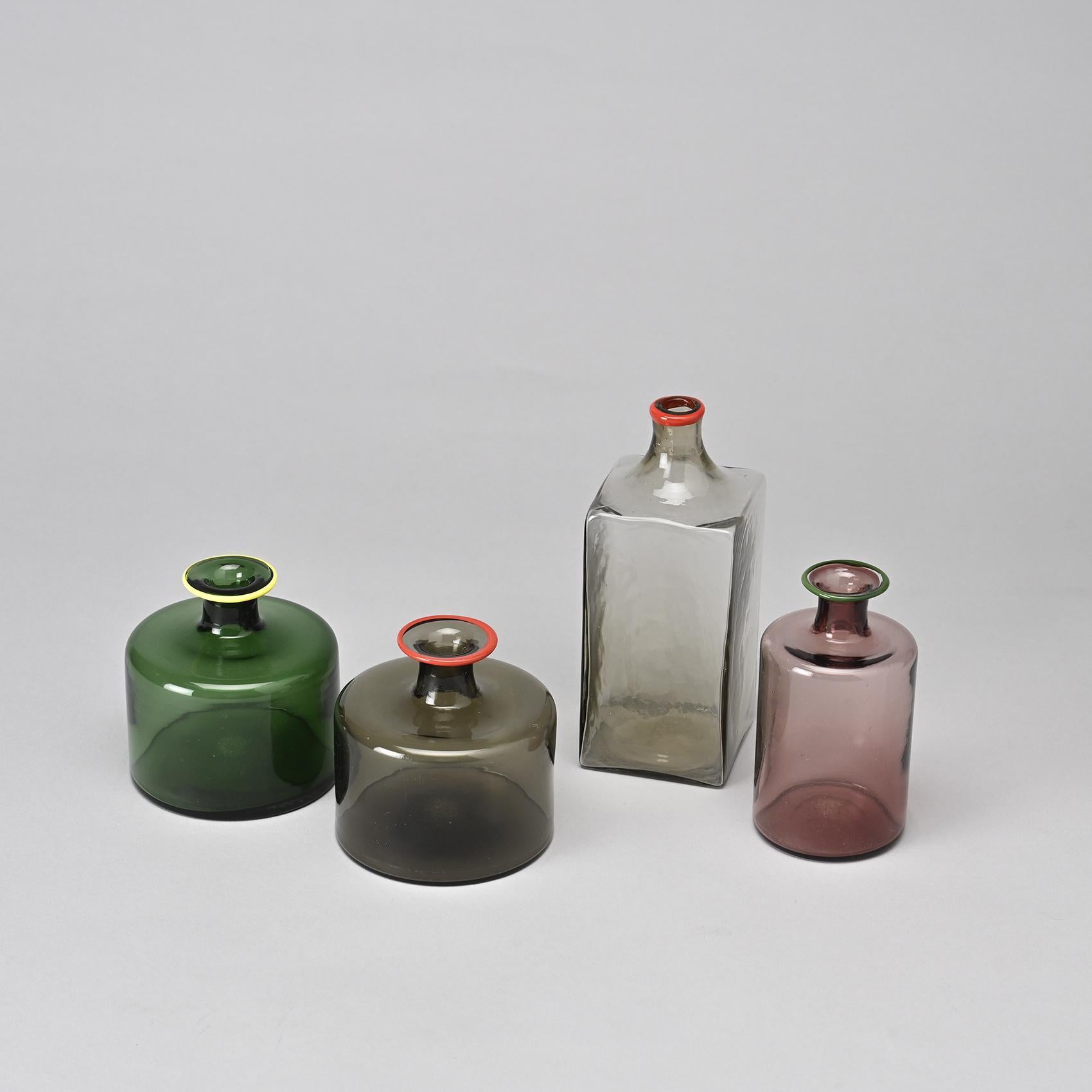 Set of Four Blown Glass bottles, Venini Italia circa 1960  7