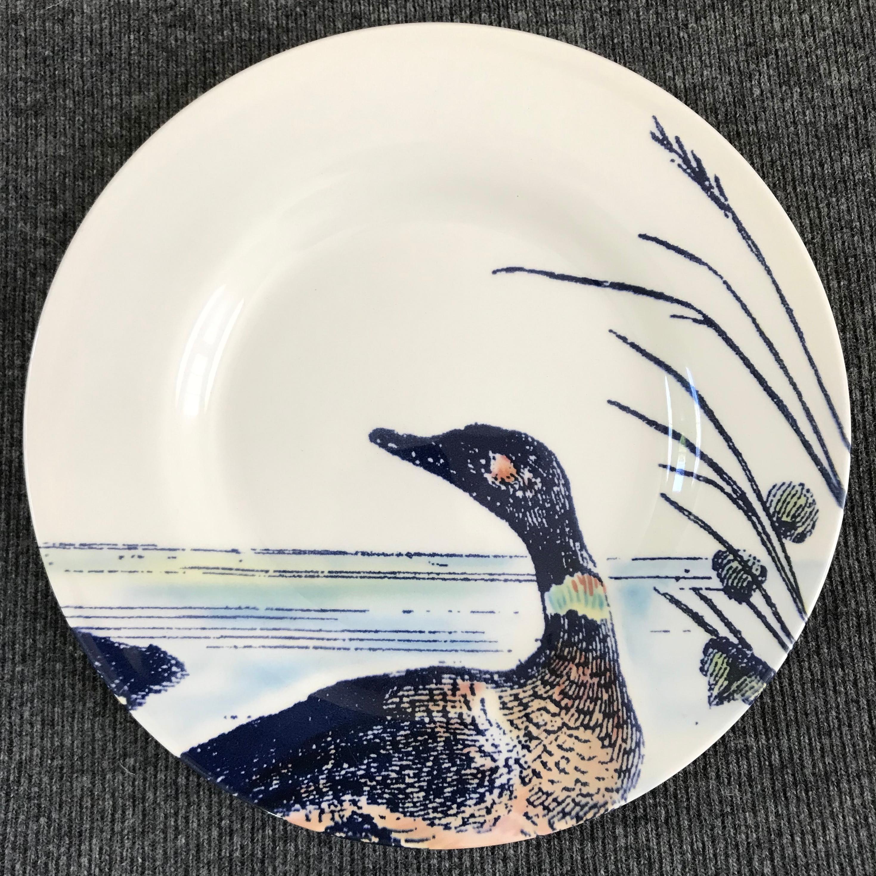 English Set of Four Blue and White Bird Plates For Sale