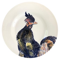 Lot de quatre assiettes à oiseaux bleu et blanc