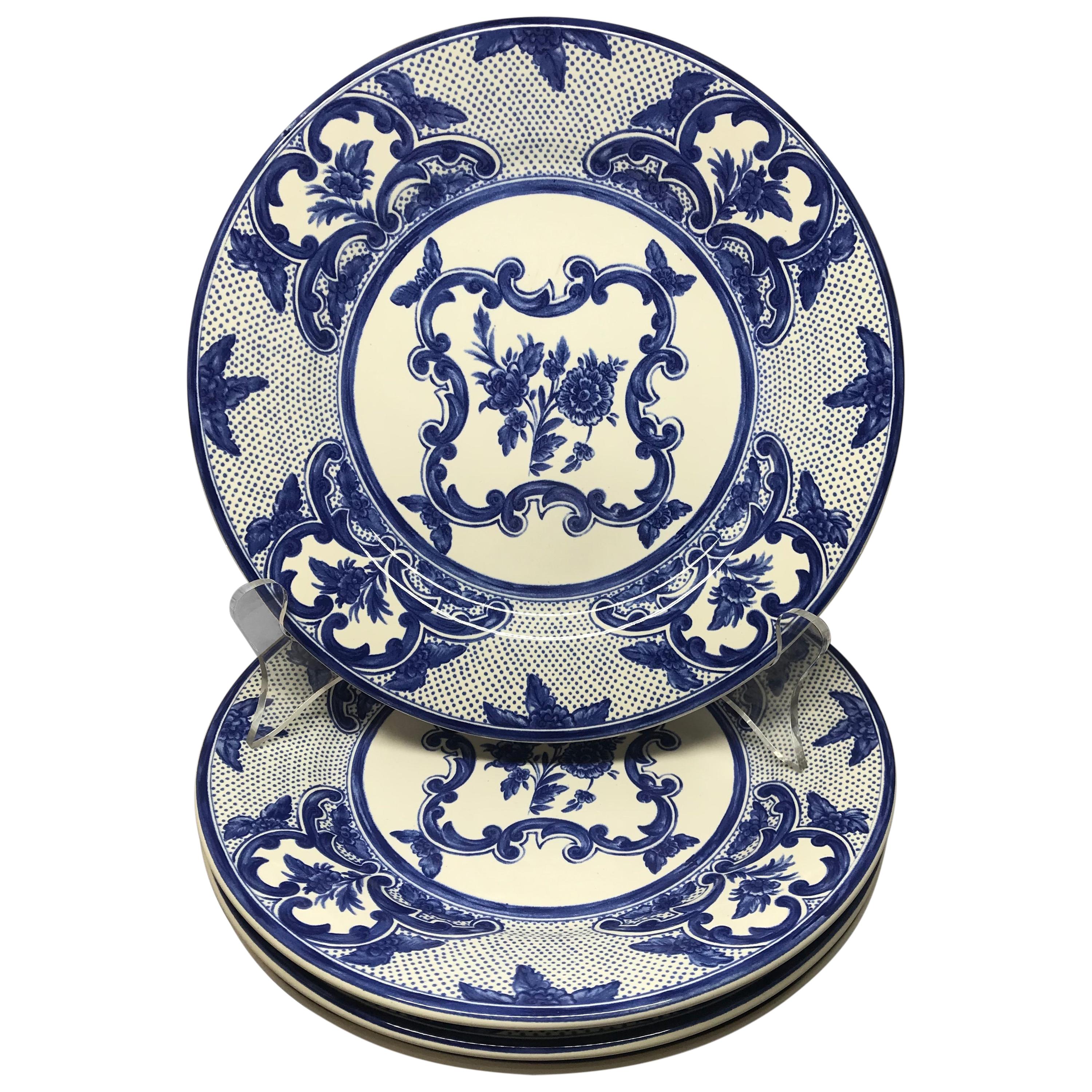 Set of Four Blue and White Tiffany Delft Plates