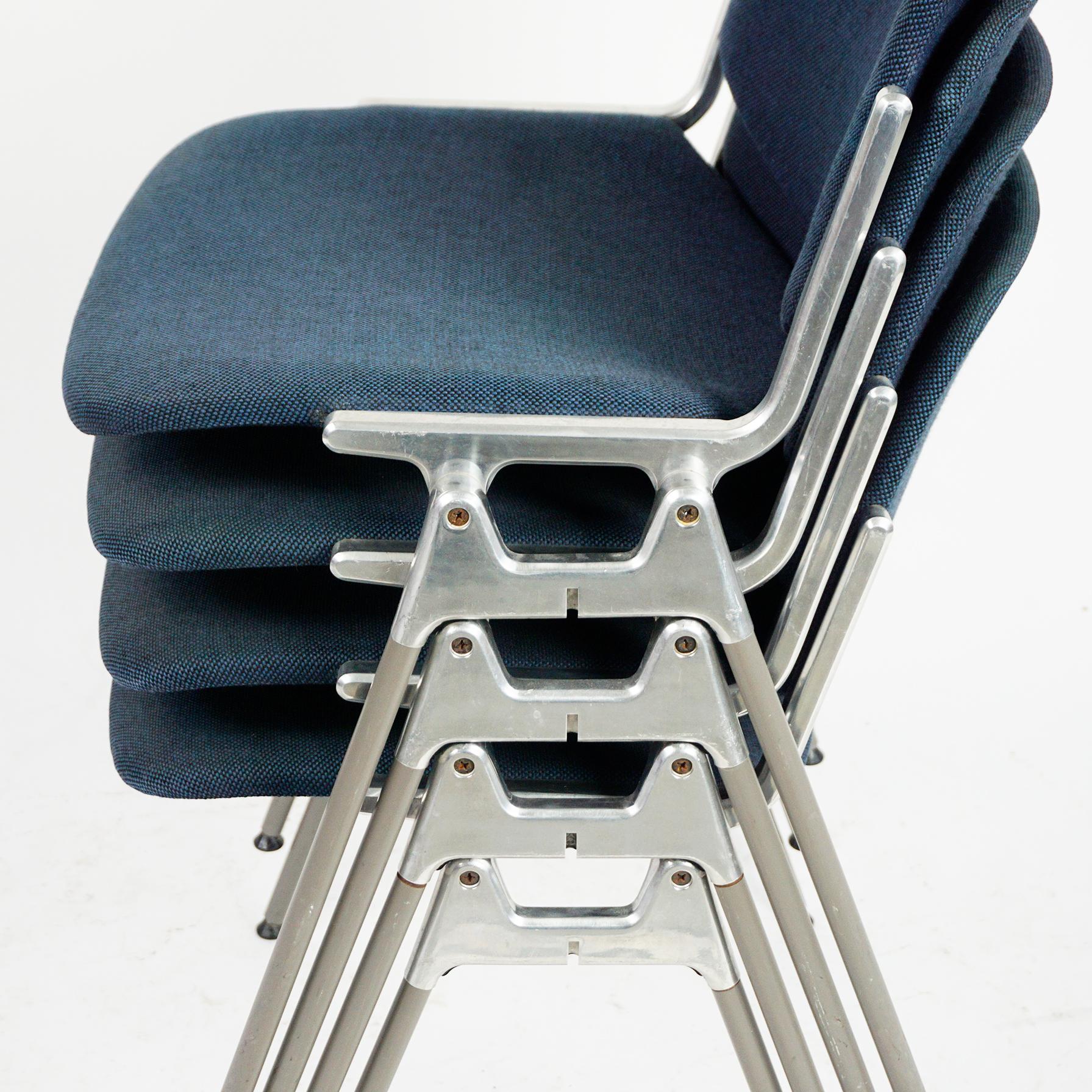 Set of Four Blue Castelli Dsc 106 Stacking Chairs by Giancarlo Piretti, Italy For Sale 6