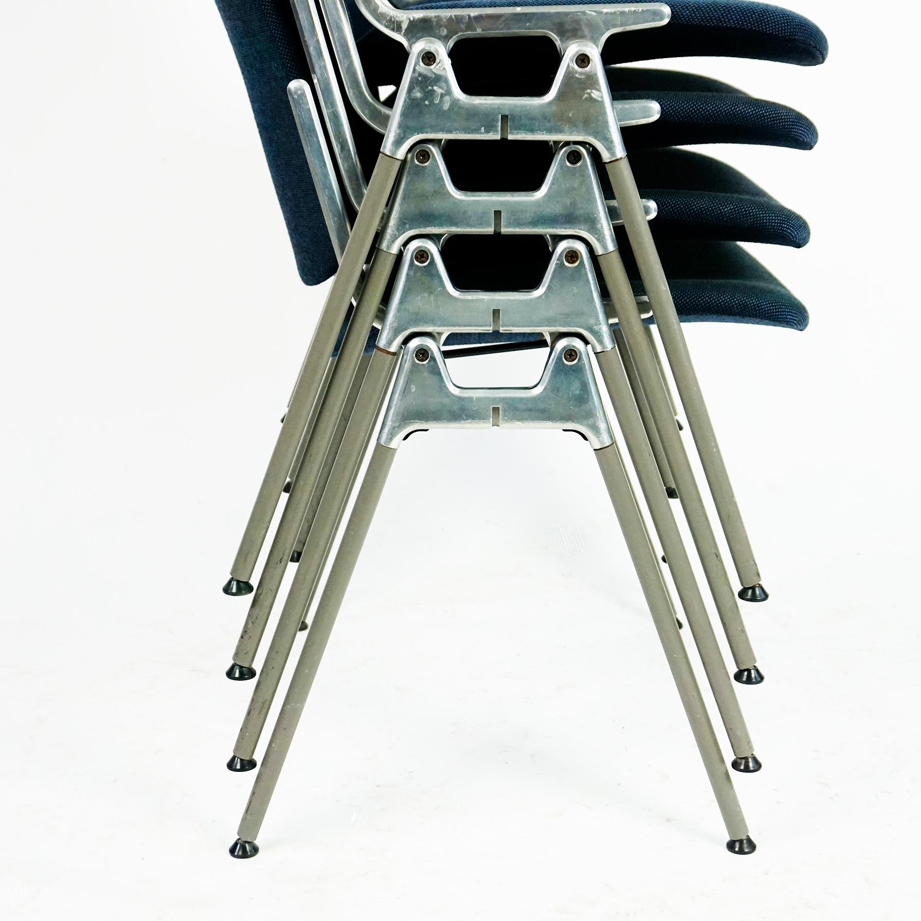 Set of Four Blue Castelli Dsc 106 Stacking Chairs by Giancarlo Piretti, Italy For Sale 7