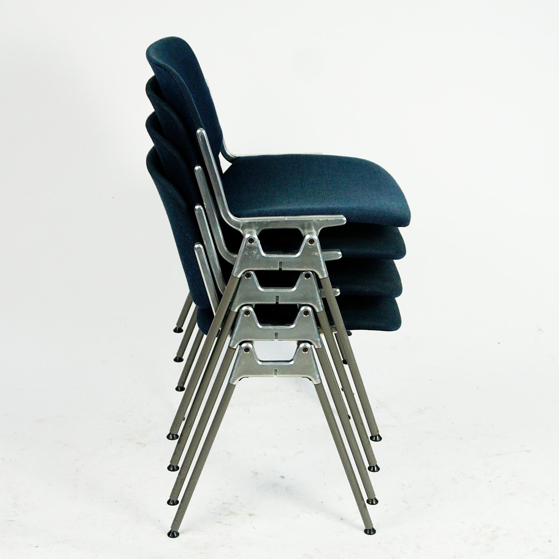 Set of Four Blue Castelli Dsc 106 Stacking Chairs by Giancarlo Piretti, Italy For Sale 8