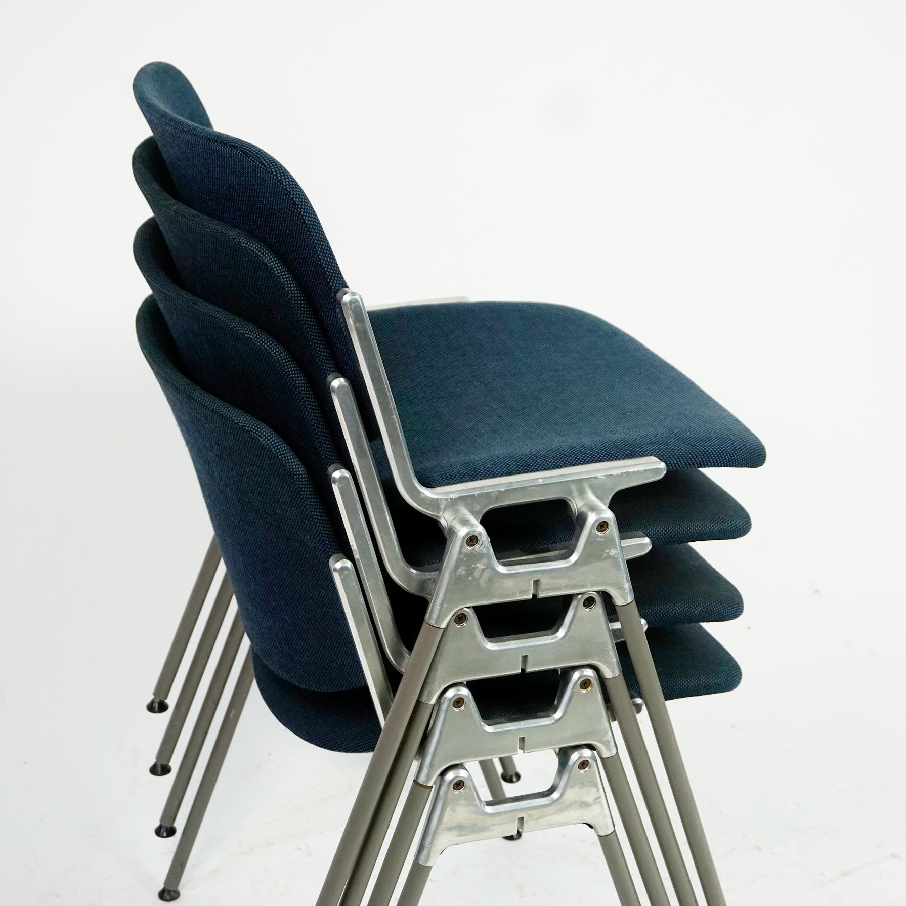 Set of Four Blue Castelli Dsc 106 Stacking Chairs by Giancarlo Piretti, Italy For Sale 9