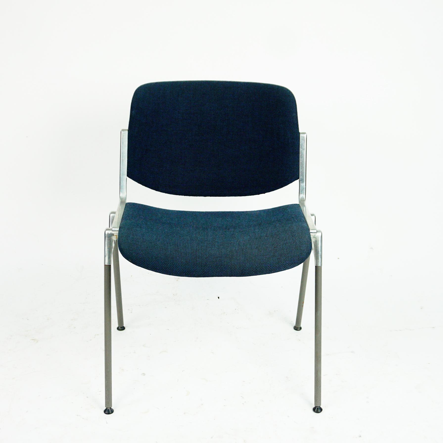 Italian Set of Four Blue Castelli Dsc 106 Stacking Chairs by Giancarlo Piretti, Italy For Sale