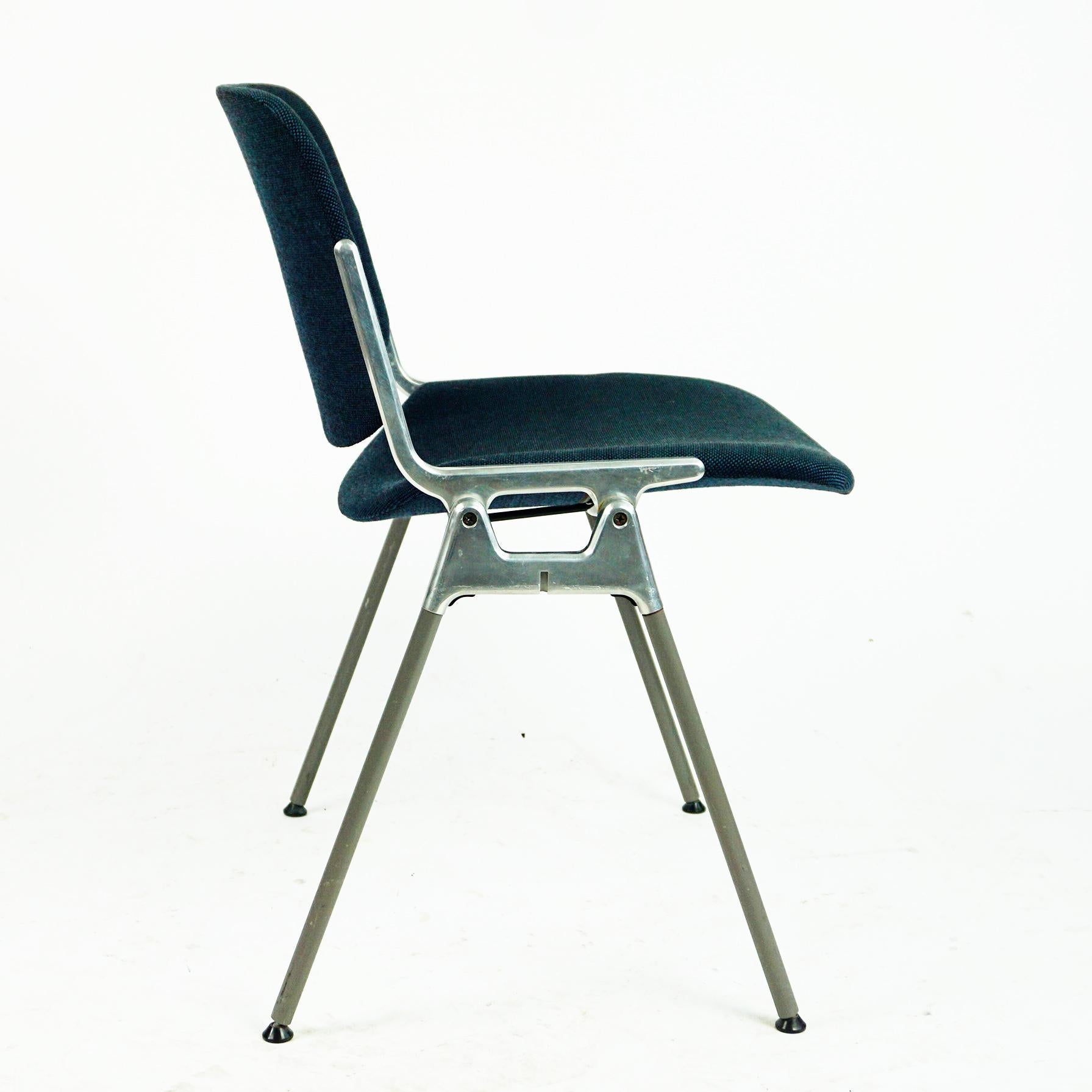 Set of Four Blue Castelli Dsc 106 Stacking Chairs by Giancarlo Piretti, Italy For Sale 1