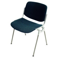 Set of Four Blue Castelli Dsc 106 Stacking Chairs by Giancarlo Piretti, Italy