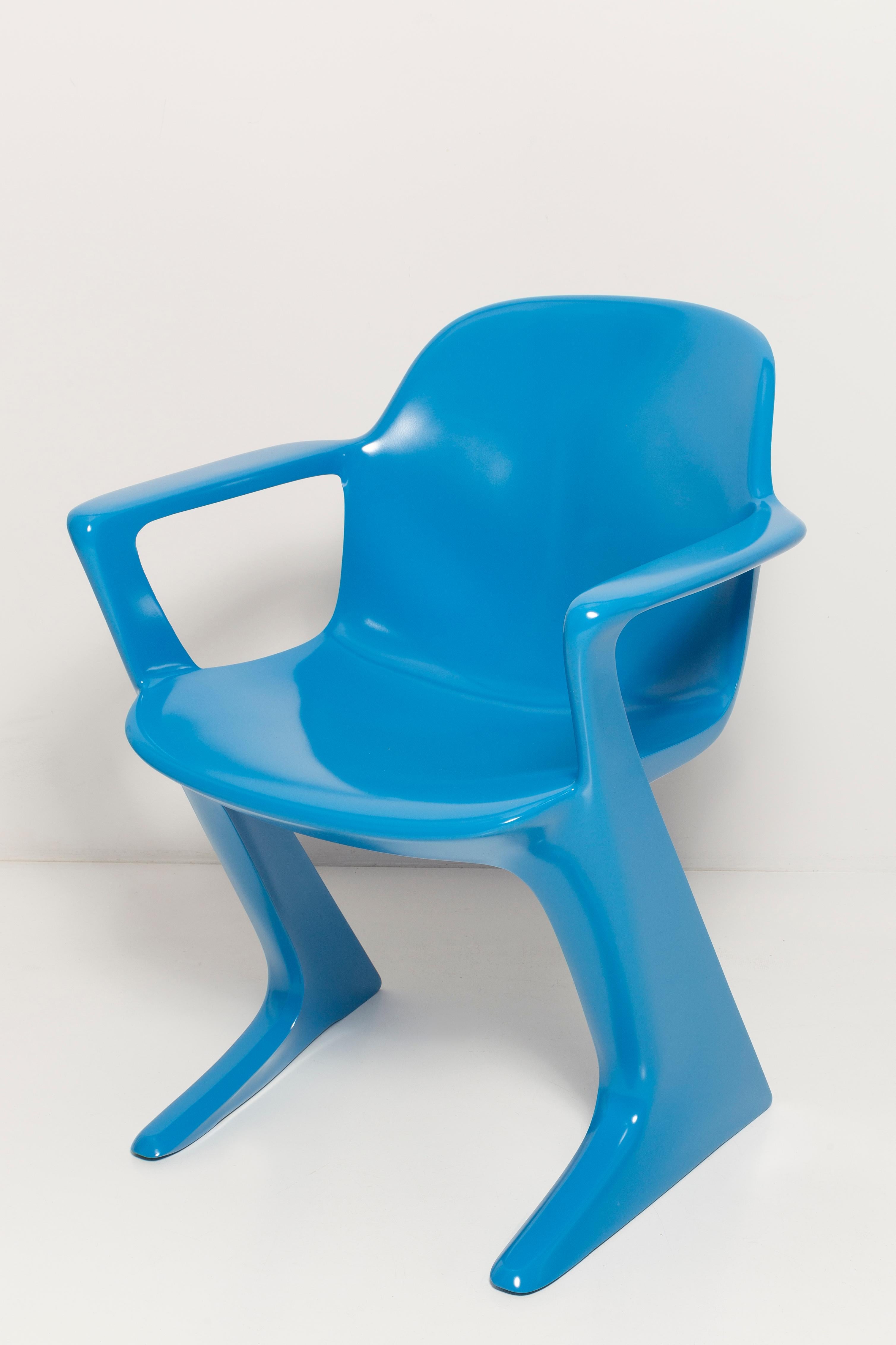 20th Century Set of Four Blue Kangaroo Chairs Designed by Ernst Moeckl, Germany, 1960s For Sale