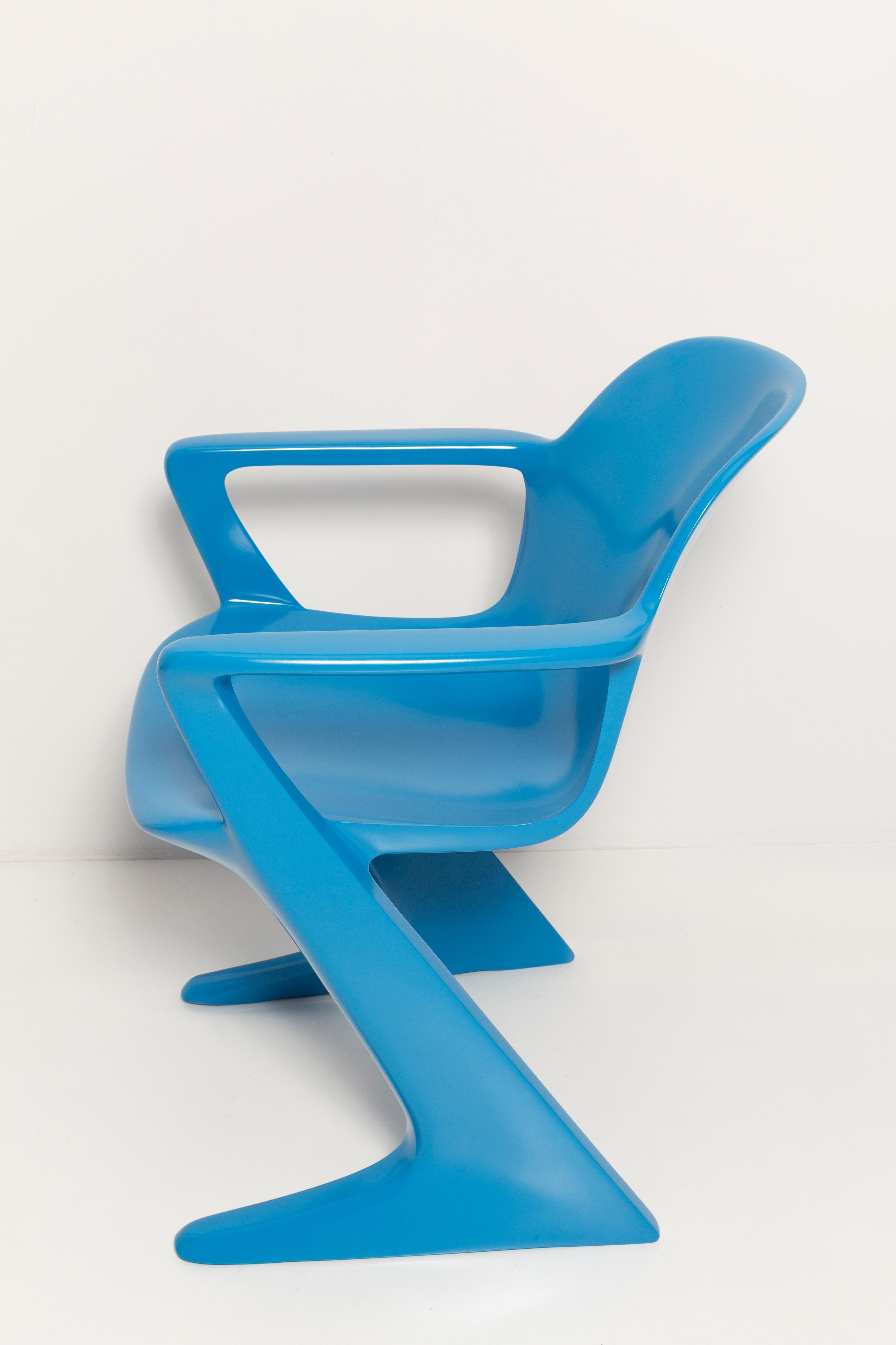 Fiberglass Set of Four Blue Kangaroo Chairs Designed by Ernst Moeckl, Germany, 1960s For Sale