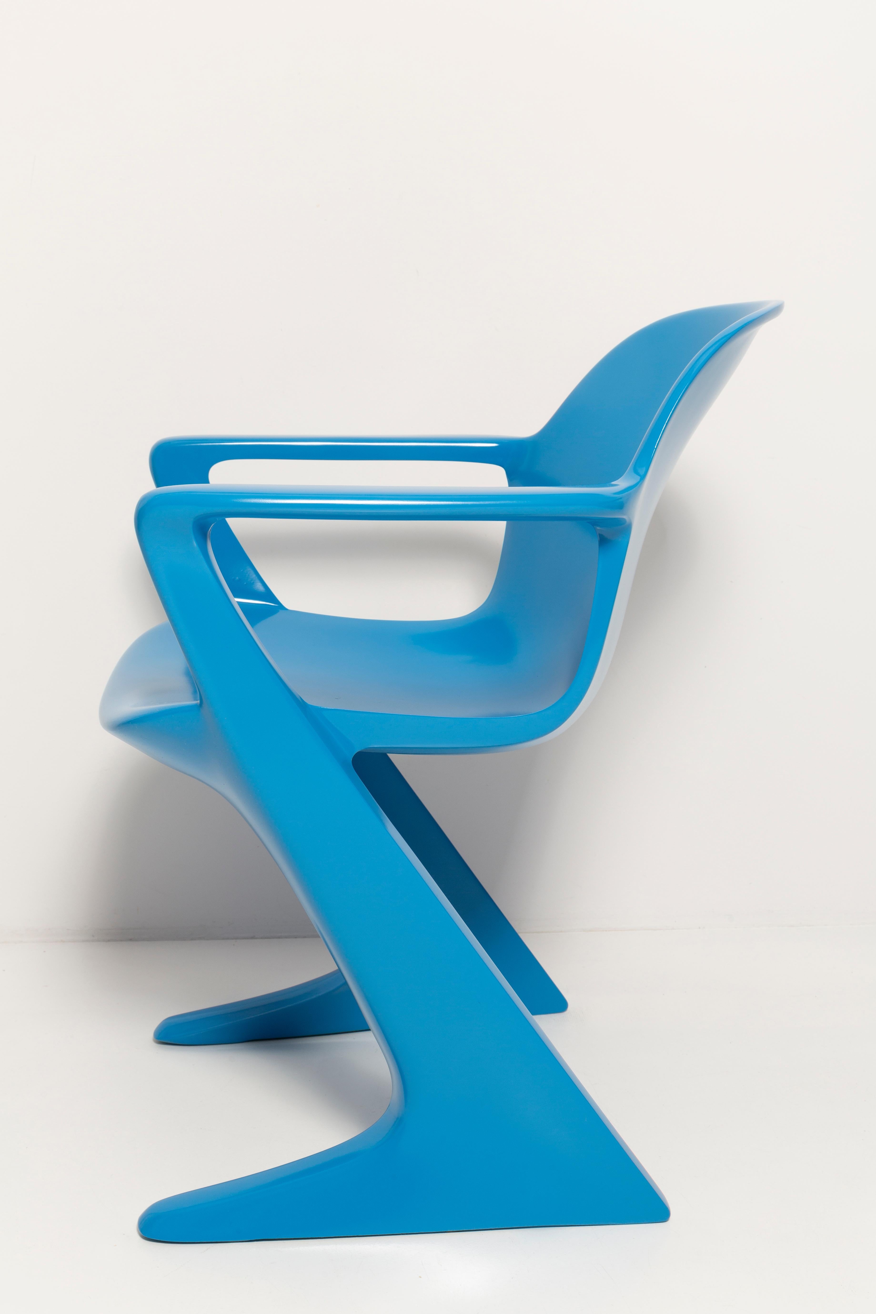 Set of Four Blue Kangaroo Chairs Designed by Ernst Moeckl, Germany, 1960s For Sale 1