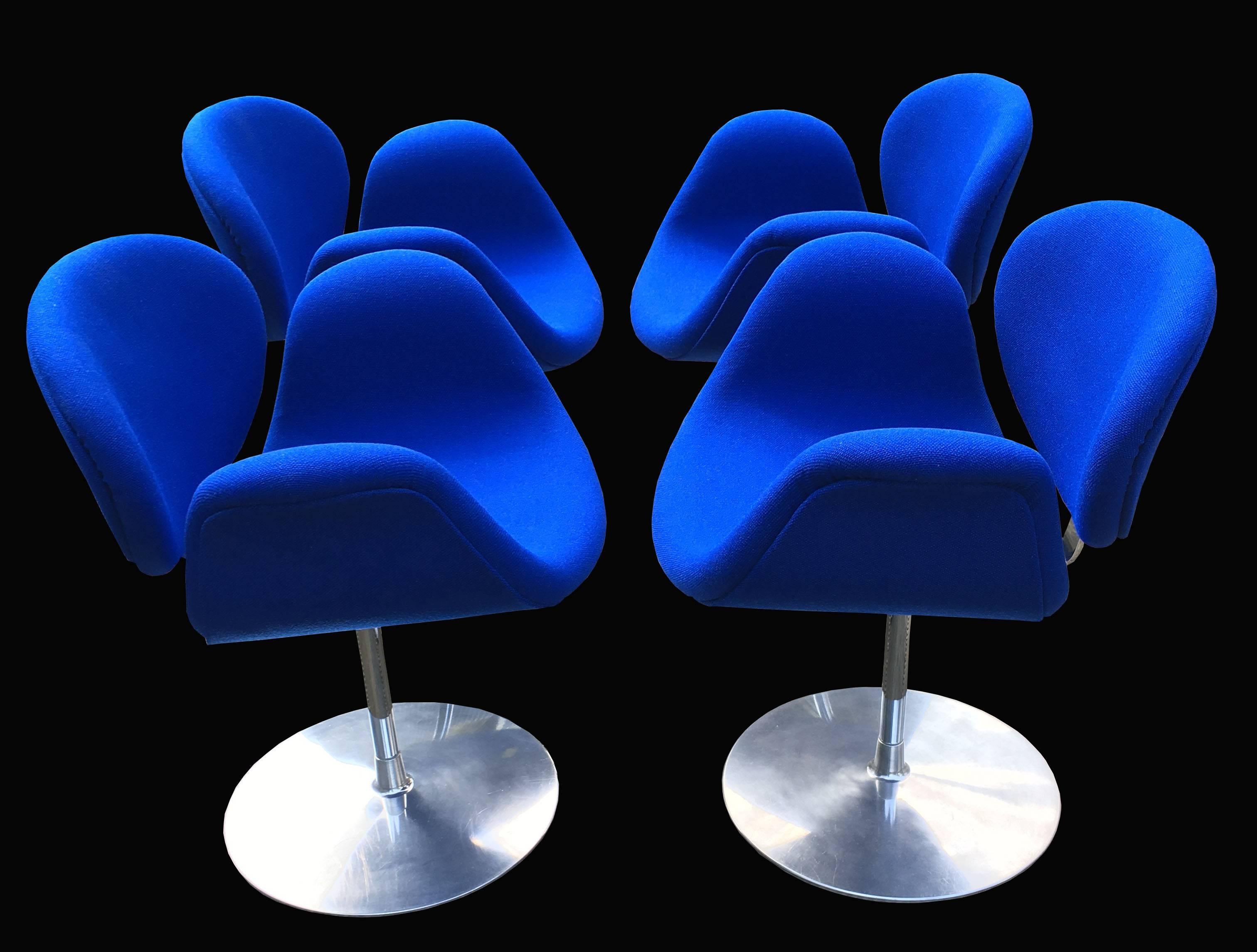 Scandinavian Modern Set of Four Blue 'Little Tulip' Chairs by Pierre Paulin for Artifort