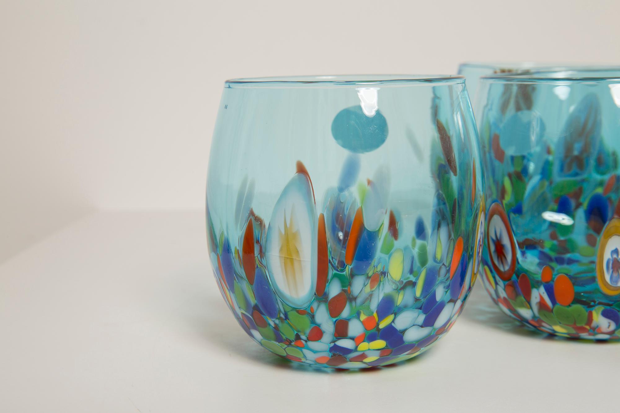Set of Four Blue Murano Glasses, Italy, Europe, 2000s For Sale 4