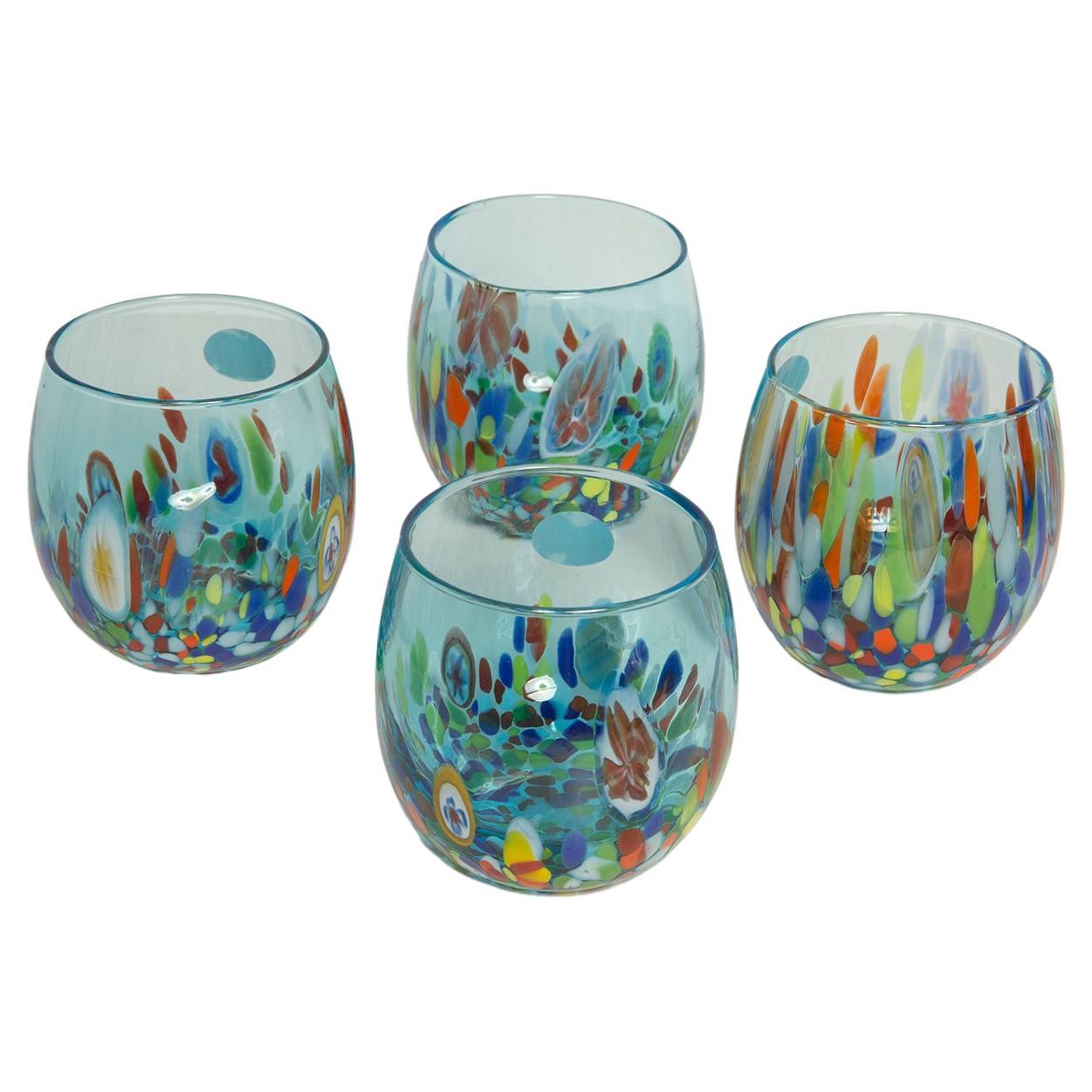 Set of Four Blue Murano Glasses, Italy, Europe, 2000s For Sale