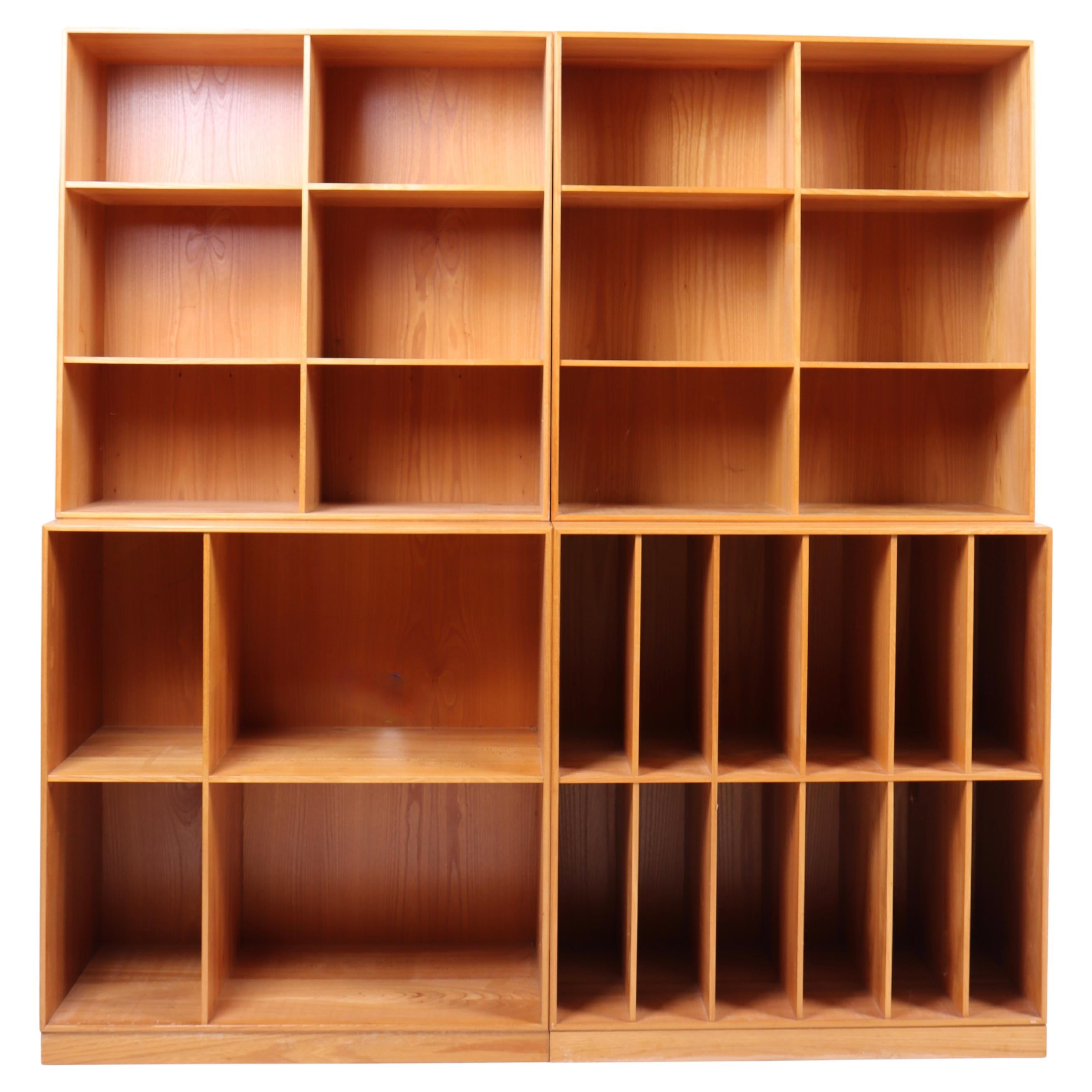 Set of Four Bookcases in Elm by Mogens Koch, Danish Design, Midcentury, 1960s For Sale