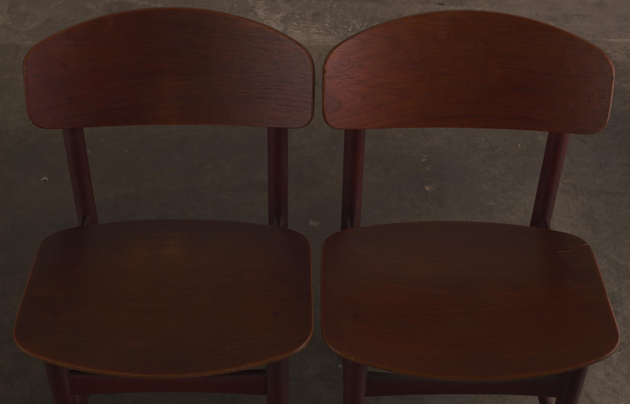 Teak Set di quattro sedie da pranzo Borg Mogensen in vendita